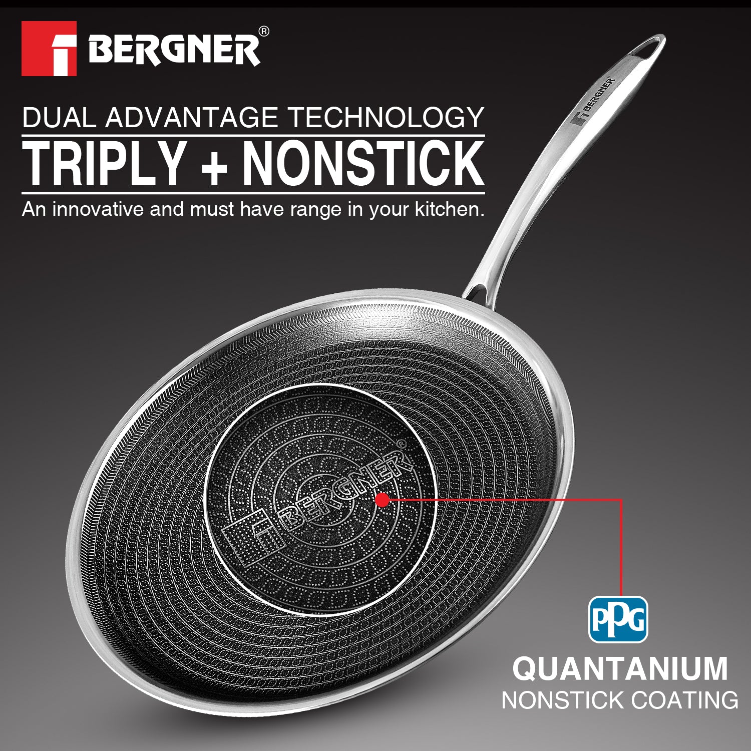 Bergner Hi-Tech Giro TriPly 32cm Dosa Tawa - Induction Bottom