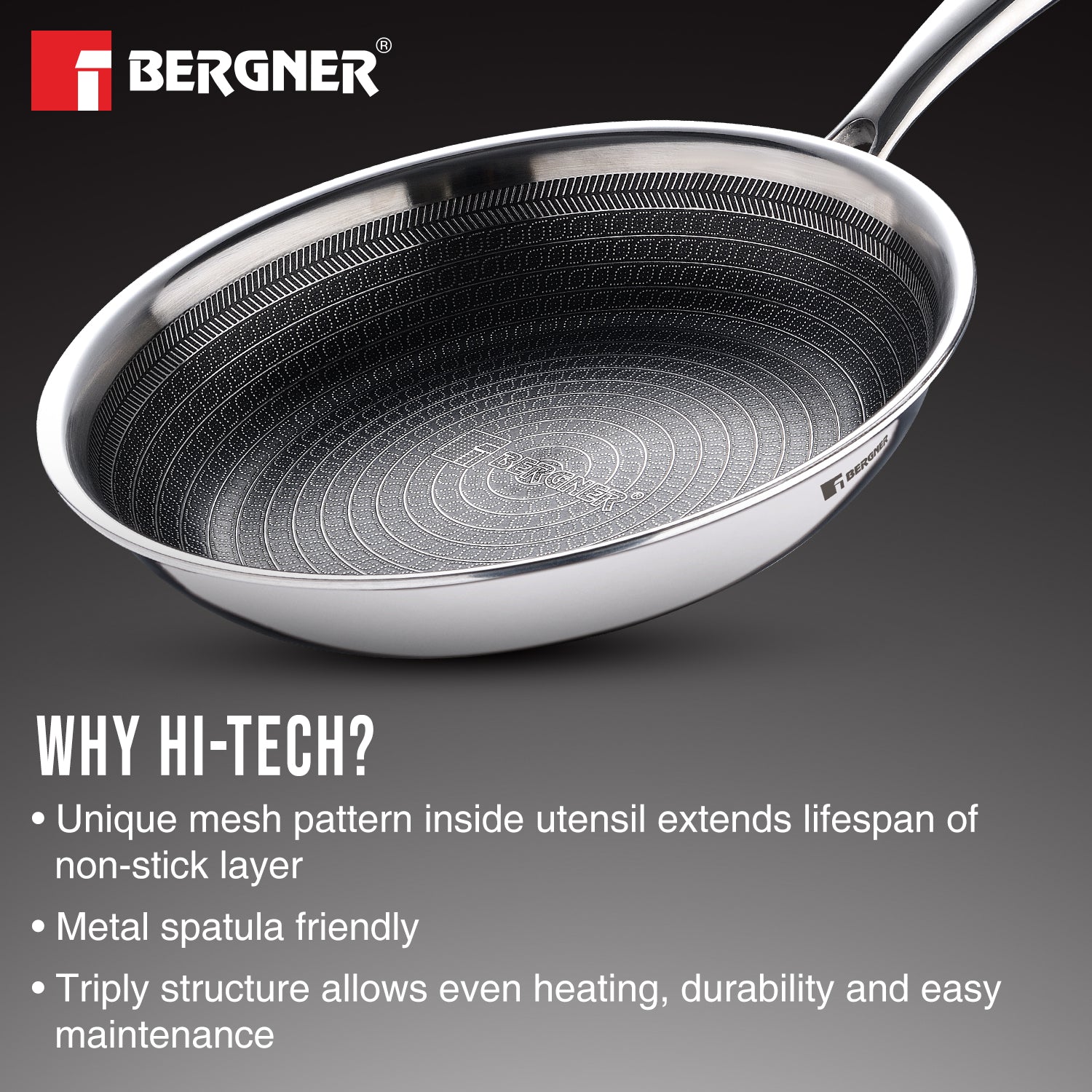 Hi-Tech Giro Triply Stainless Steel 16cm Frypan