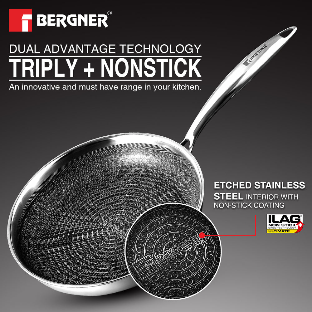 Hi-Tech Giro Triply Stainless Steel 28cm Frypan with Glass lid
