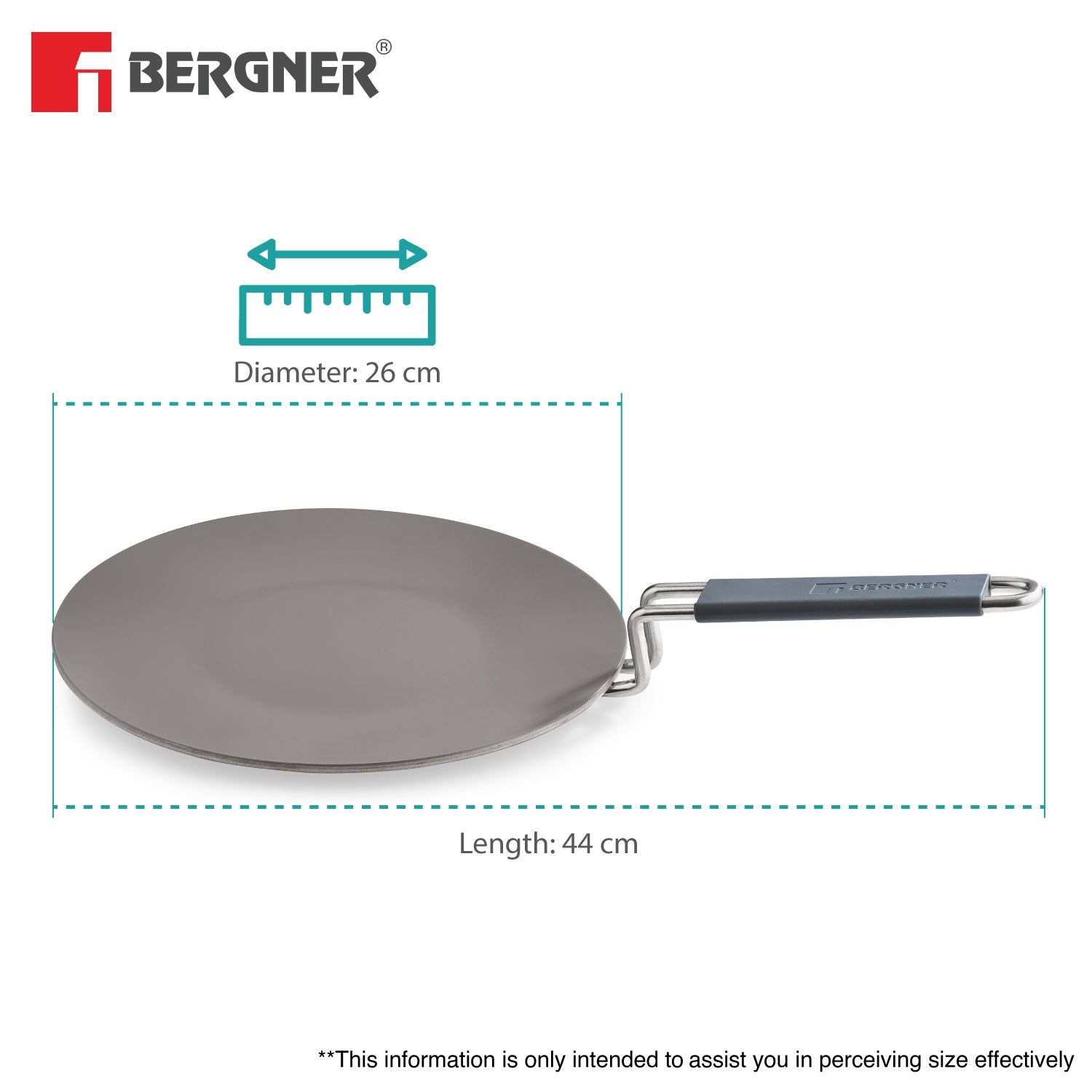 Bergner Tri-Ply Argent Ceramica 26cm Roti Tawa - Induction Compatible