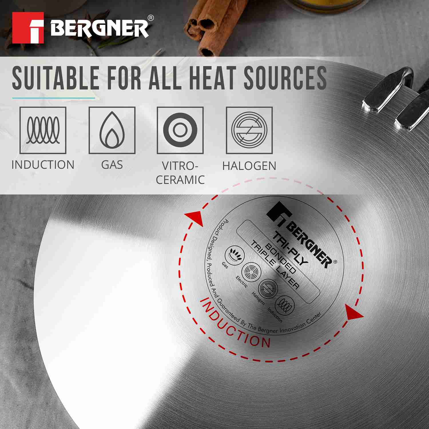 Tri-Ply Argent Ceramica 26cm Roti Tawa - Induction Compatible