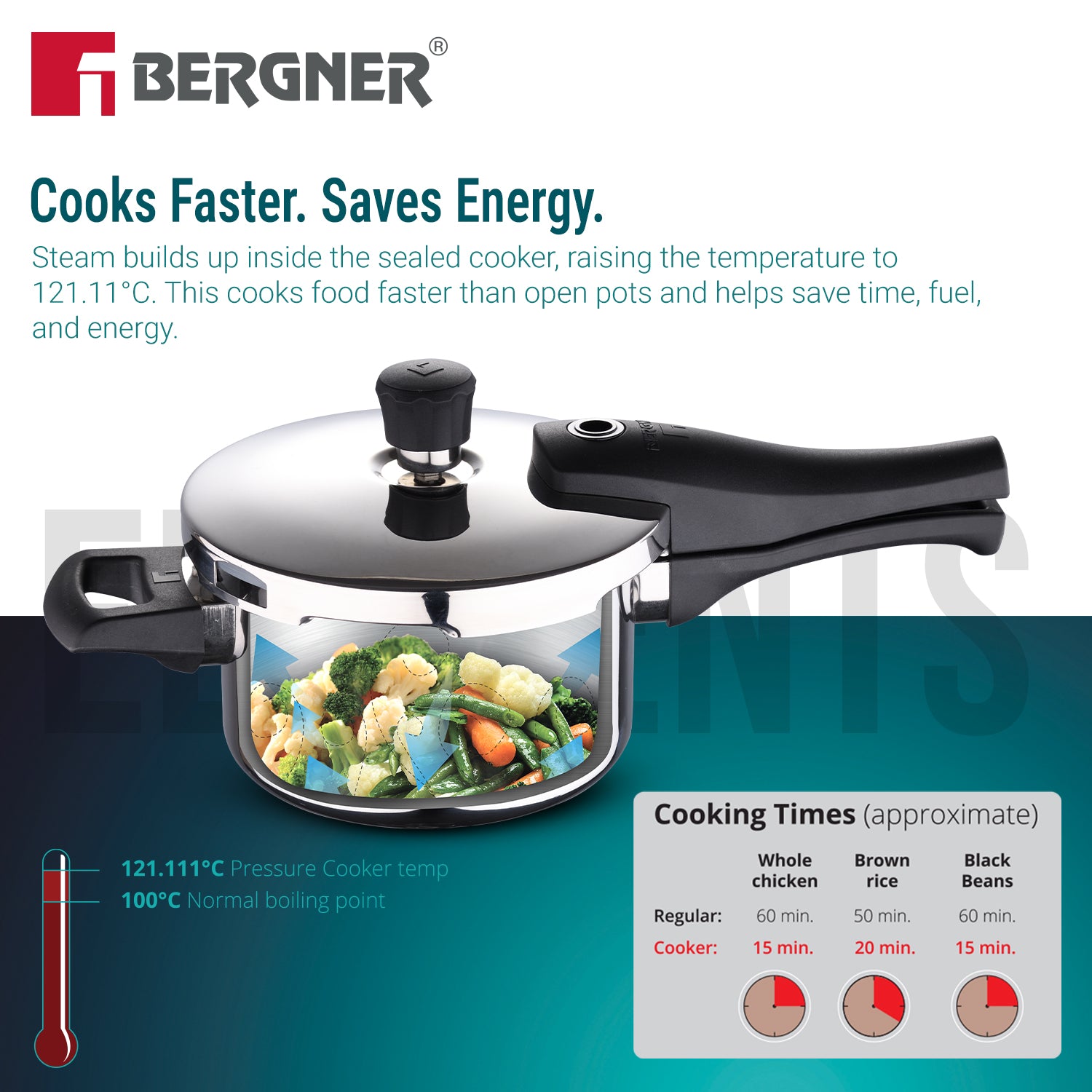 Argent Elements Triply Stainless Steel 2.5 L Outer Lid Pressure Cooker