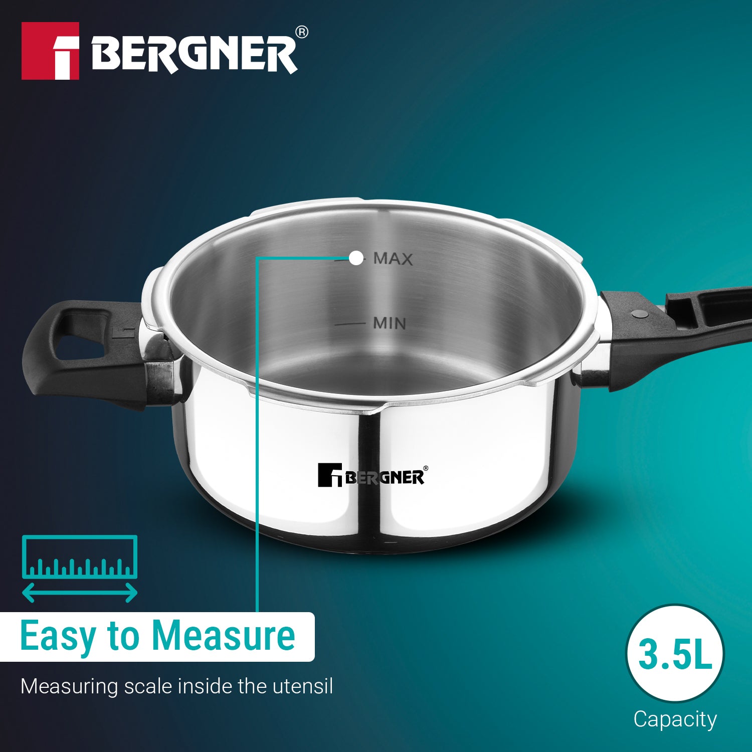 Argent Elements Triply Stainless Steel 3.5 L Outer Lid Pressure Pan