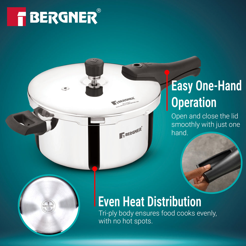 Argent Elements Triply Stainless Steel 4.5 L Outer Lid Pressure Pan | Induction