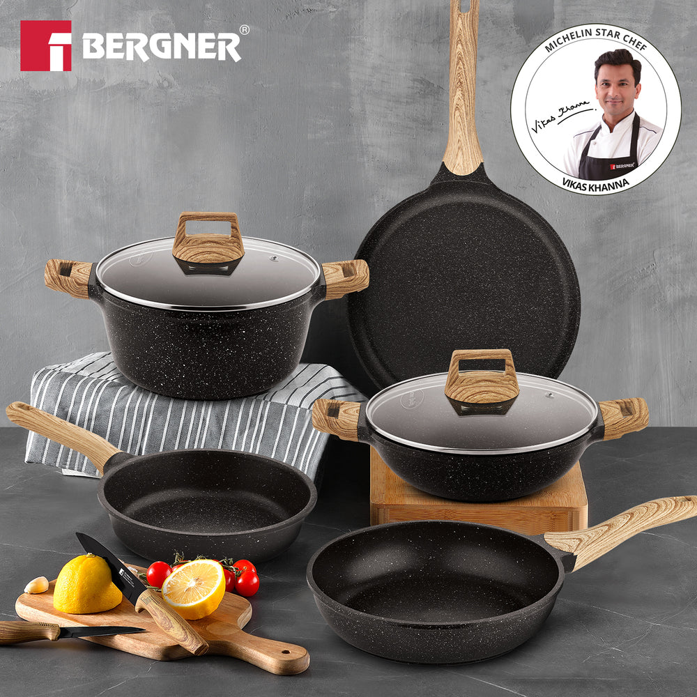 Bergner Sienna Elite 5 Pcs Non-Stick Cookware Set - Induction Bottom