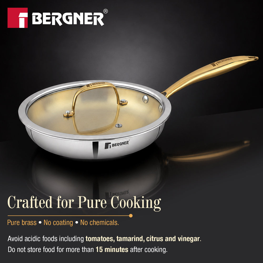 Suwarnam Triply Brass Frying Pan, 24cm | Induction