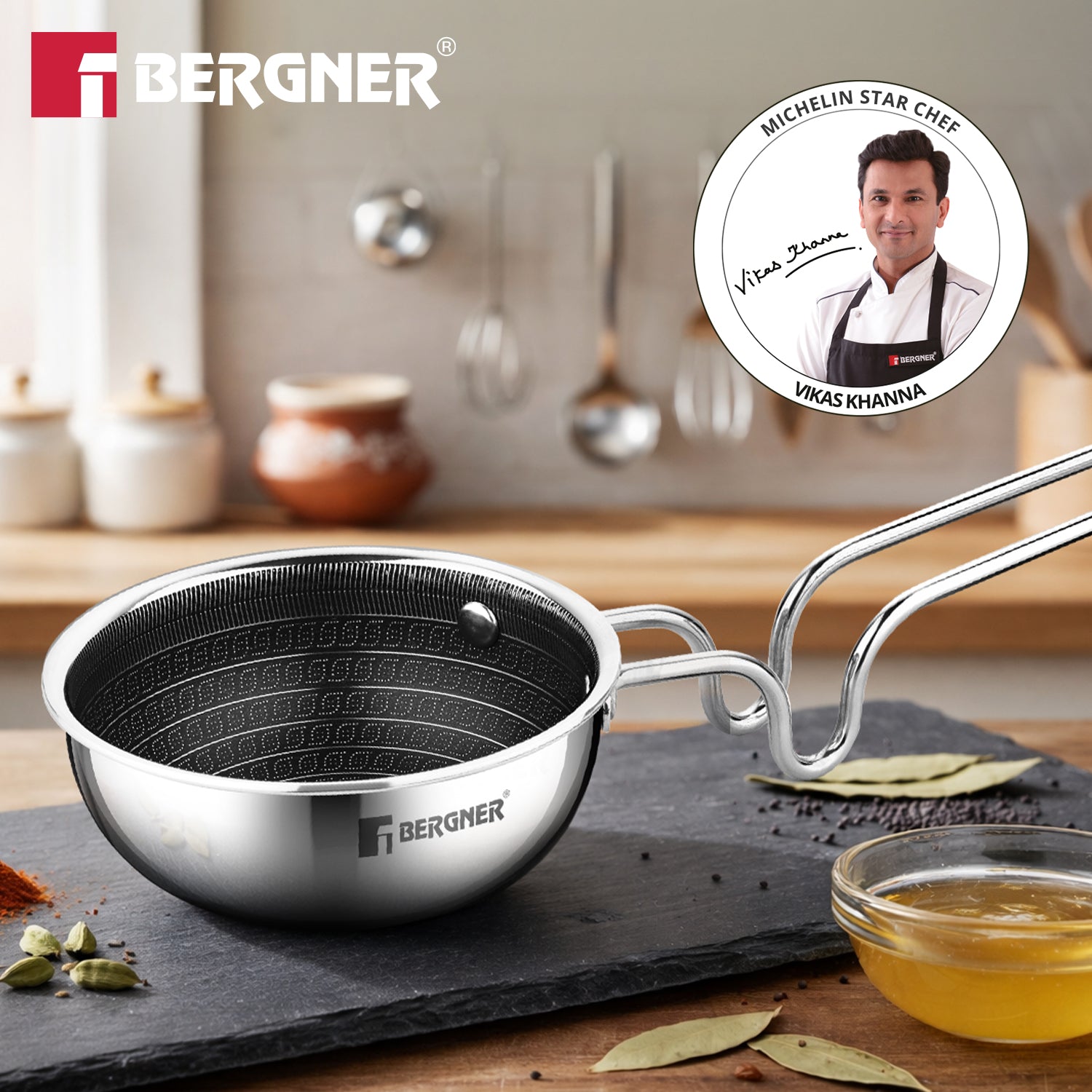 Hitech Giro Triply Stainless Steel Tadka Pan 12cm