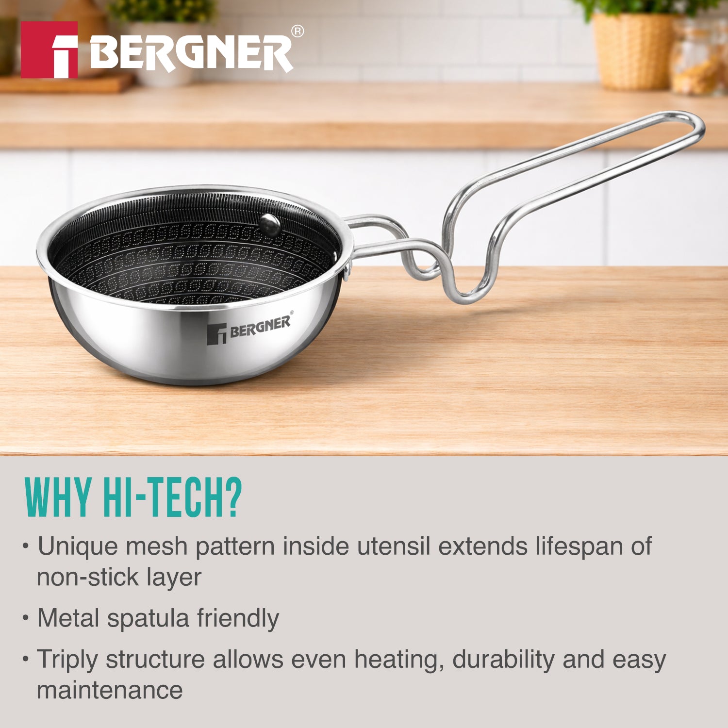 Hitech Giro Triply Stainless Steel Tadka Pan 12cm