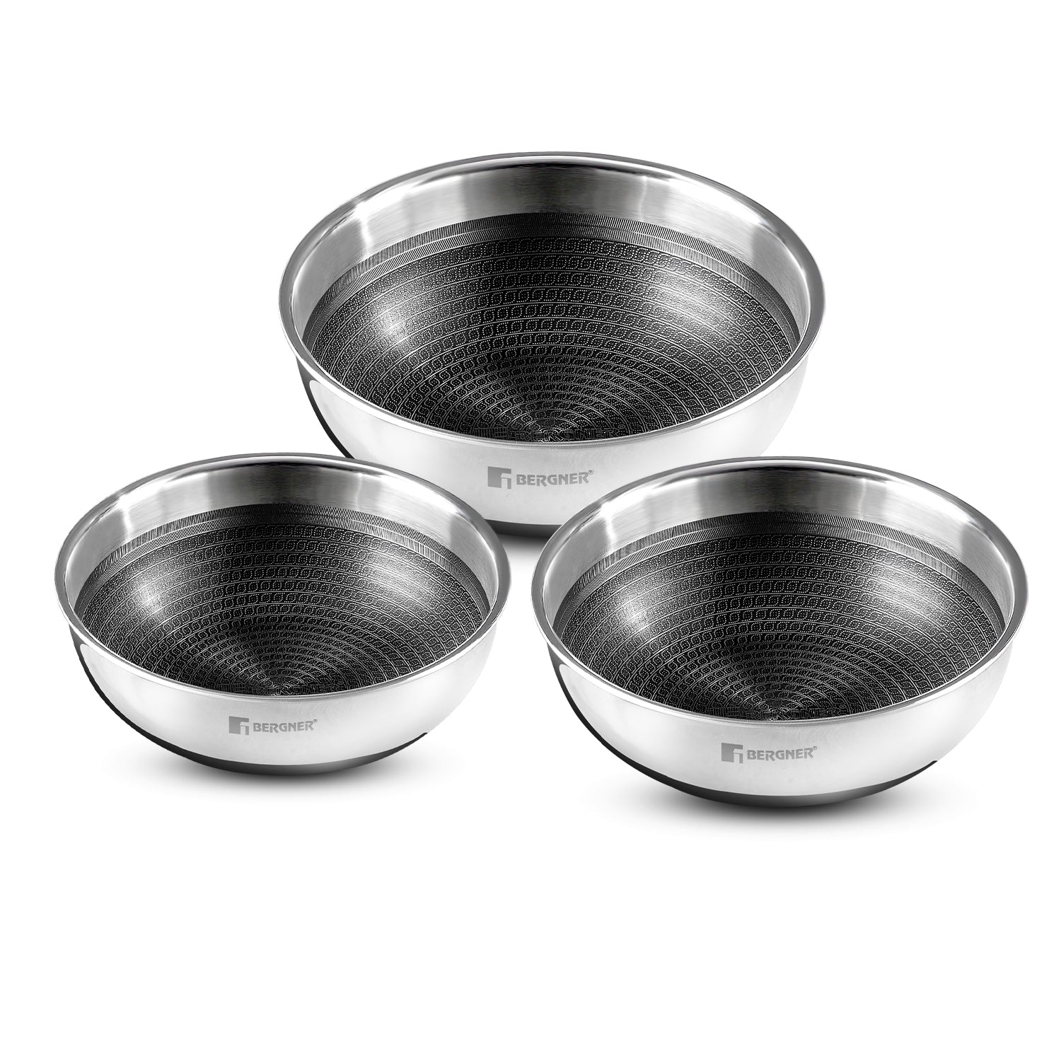 Hi-Tech Giro Triply Tasra Set of 3, Honeycomb Mesh Non-Stick Coating