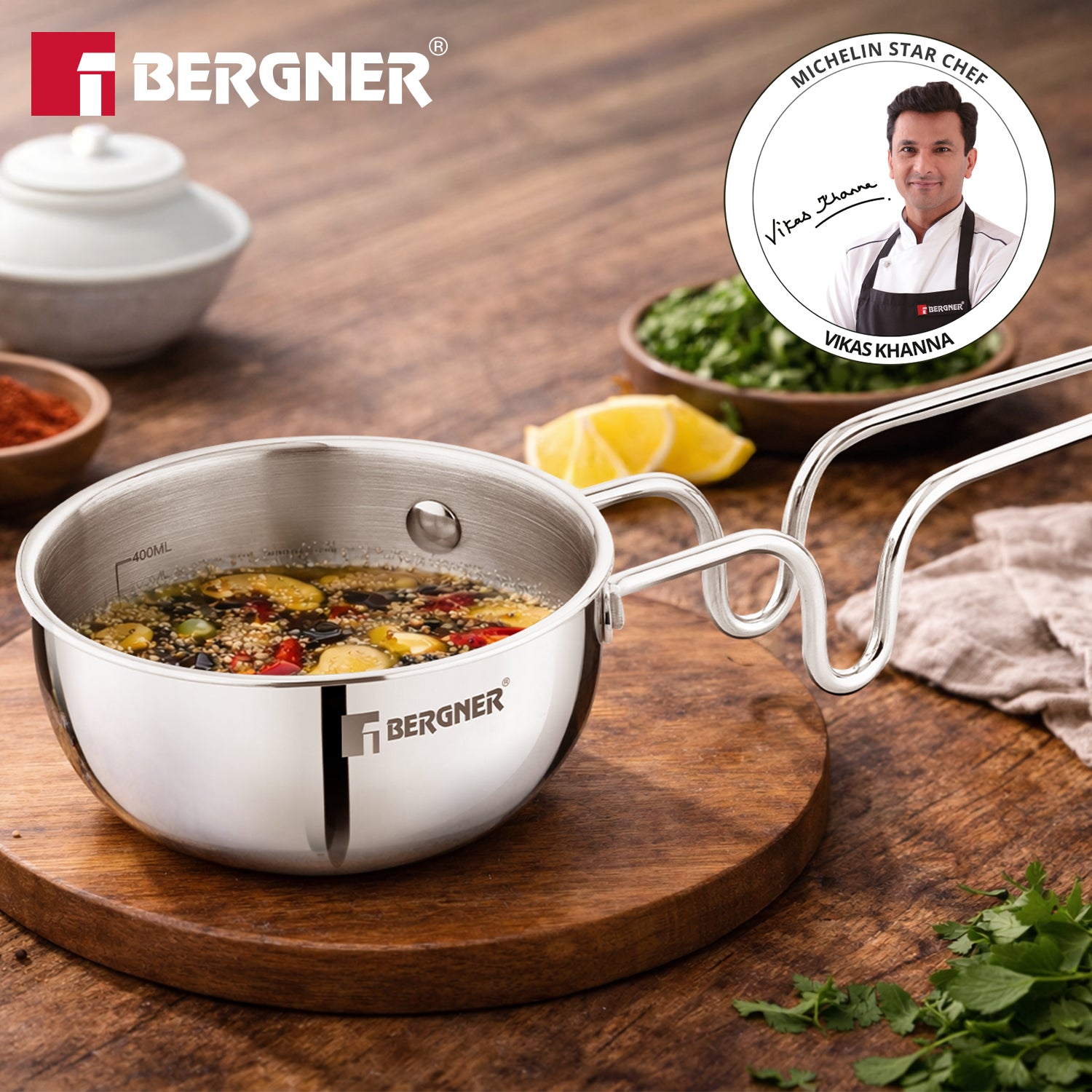 Argent Triply 12cm Tadka Pan with Lid