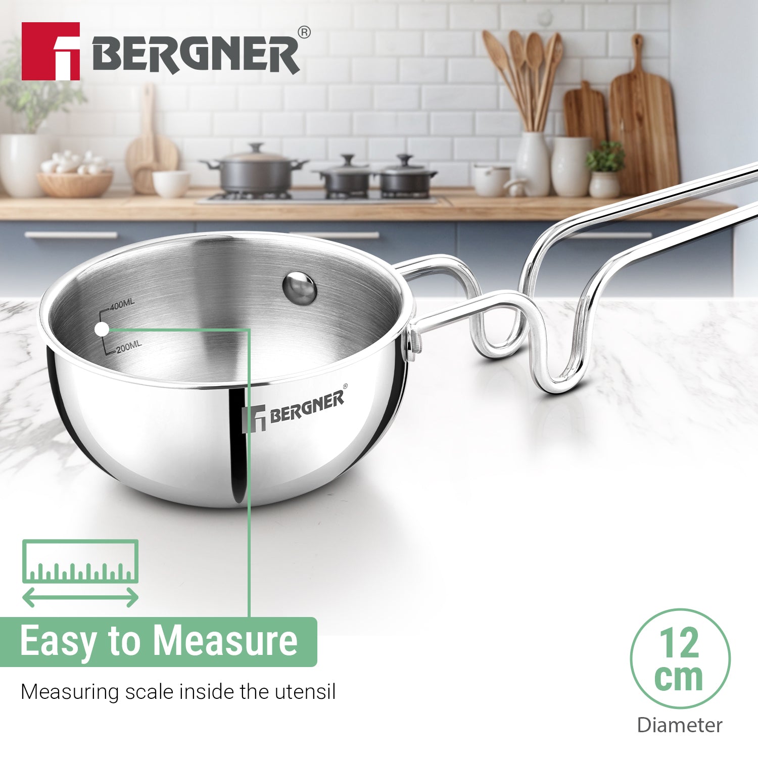 Argent Triply 12cm Tadka Pan with Lid