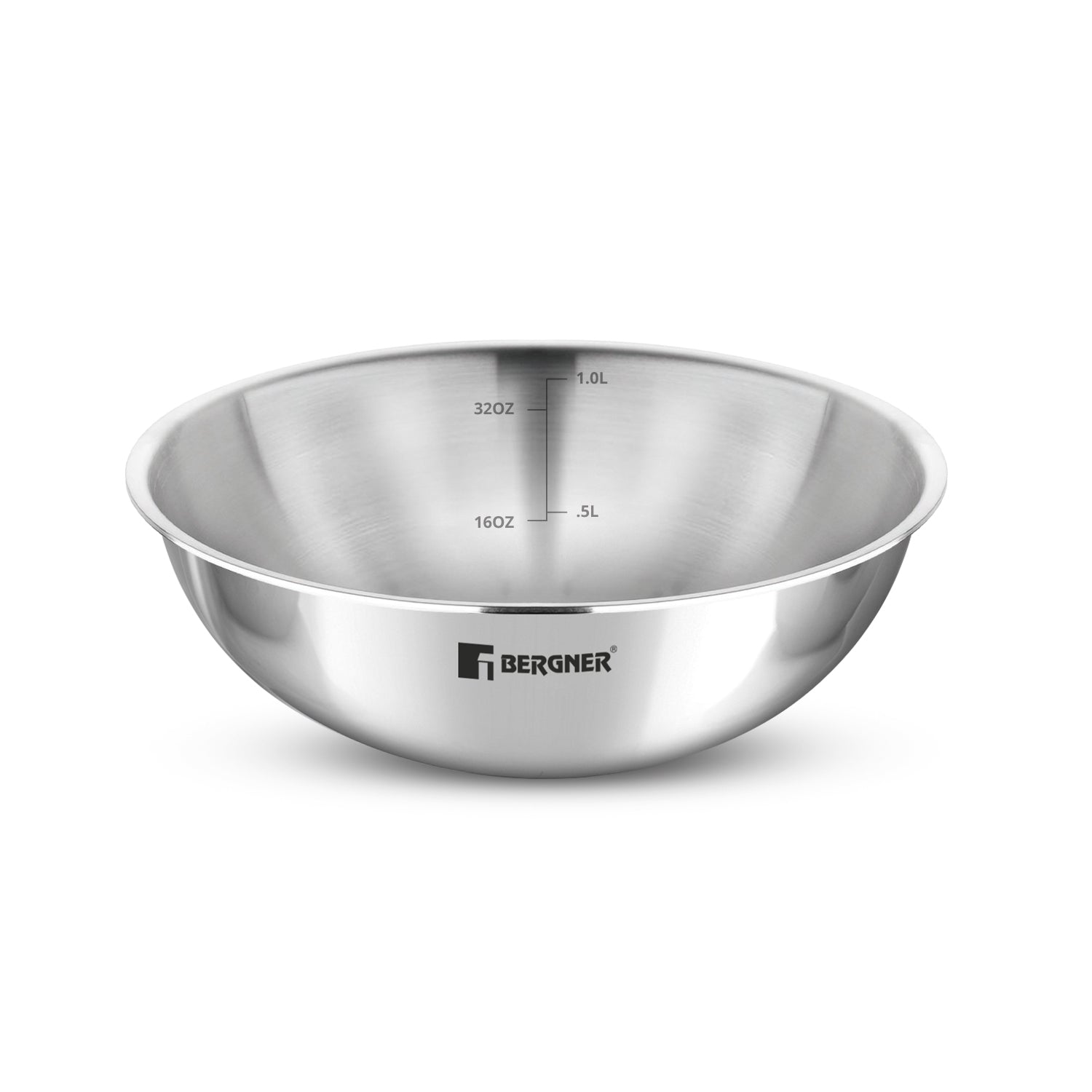 Bergner Argent Tri-Ply Stainless Steel 18cm Tasra without Lid, Less Oil Use - Induction Bottom (5-Year Warranty)