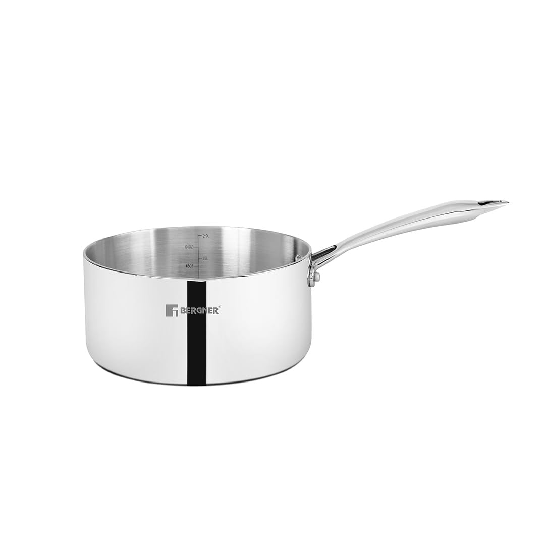 Bergner Argent TriPly Stainless Steel Saucepan - Induction Bottom (5-Year Warranty