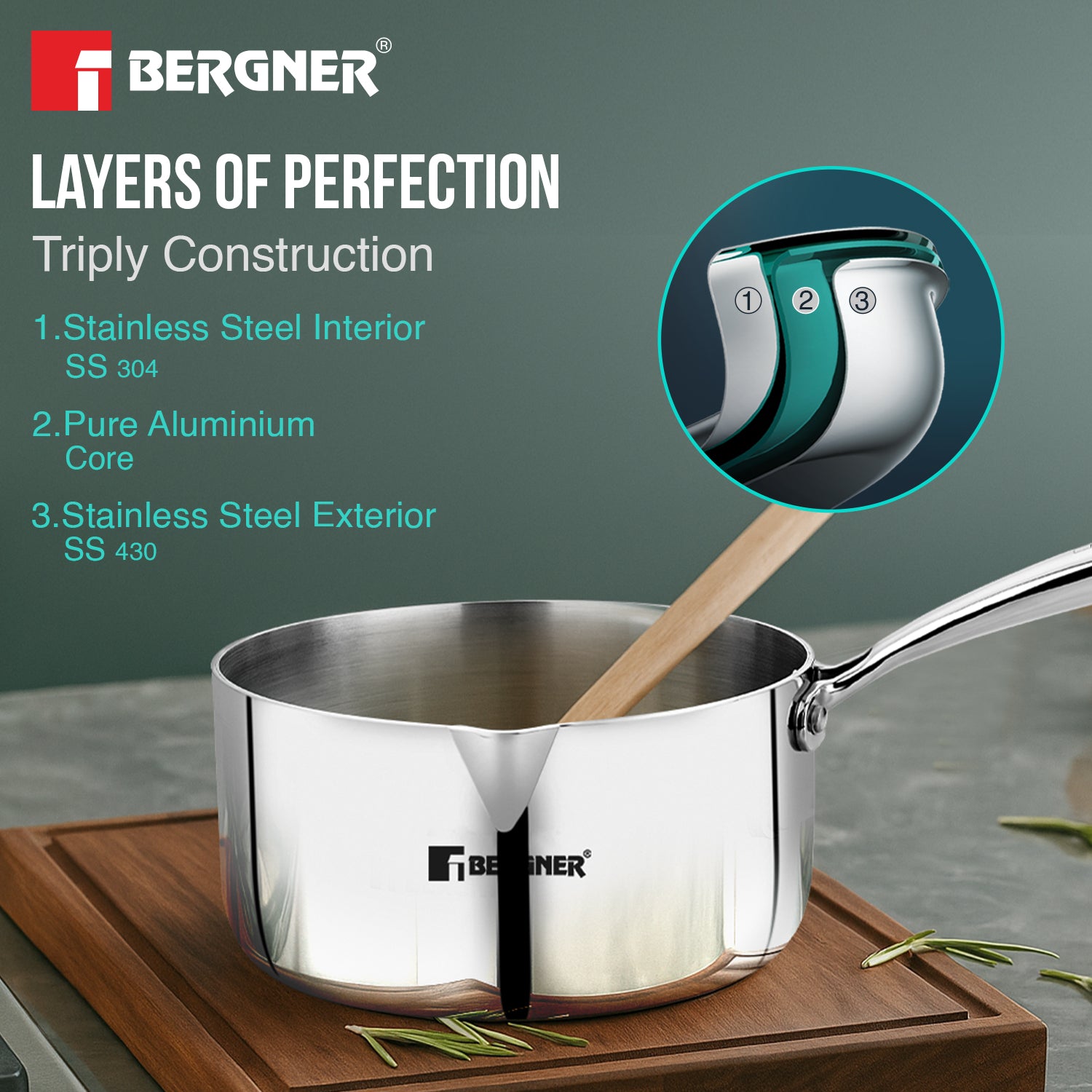 Argent Tri-Ply Stainless Steel Saucepan