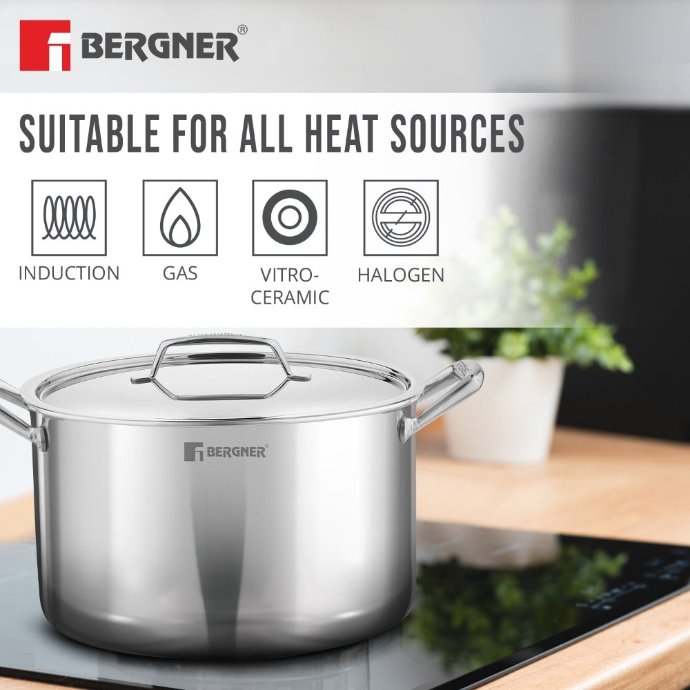 Argent Plus TriPly Stainless Steel 28cm (8.3L) Biryani Pot - Full Induction