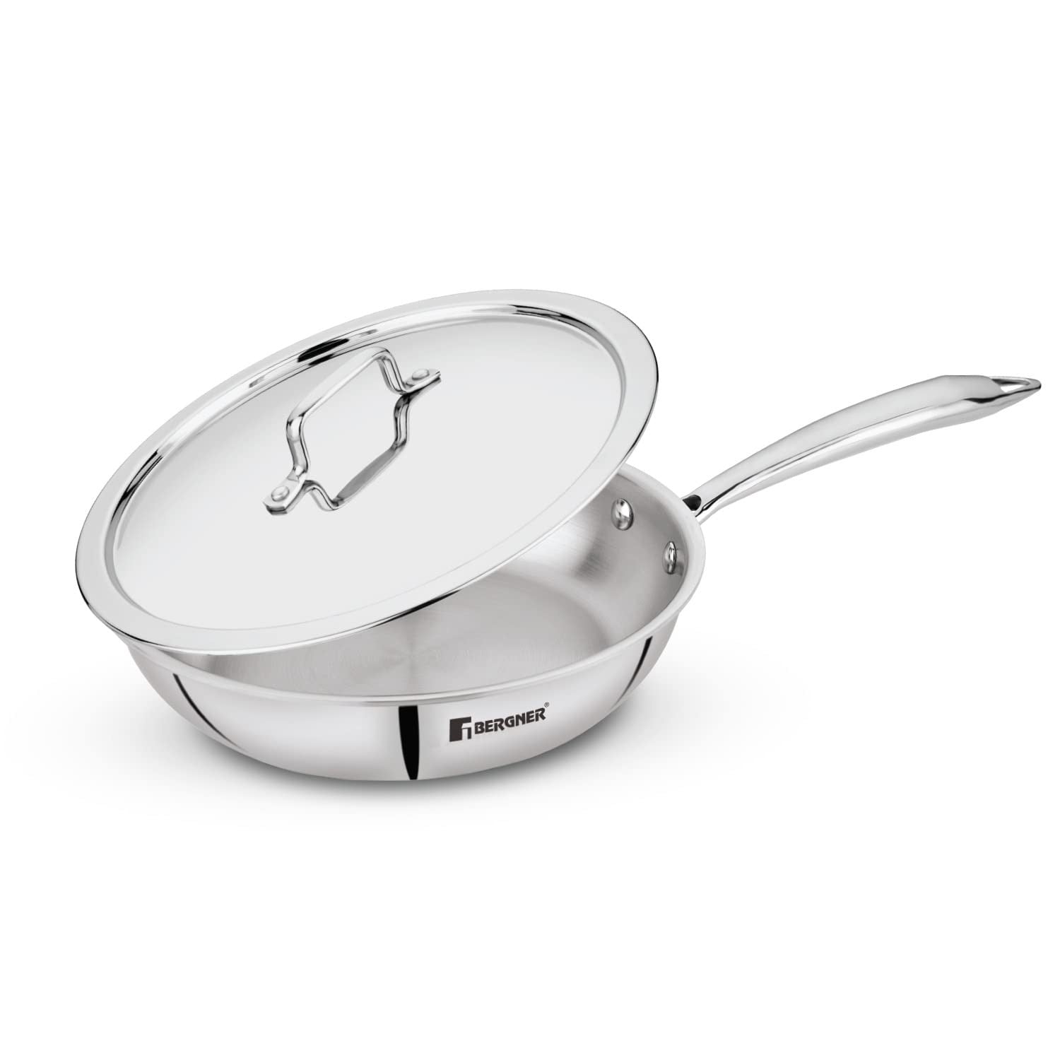 Bergner TriPro Tri-Ply Stainless Steel 24 cm Frypan (1.95 Litres) - Induction Bottom (5-Year Warranty)