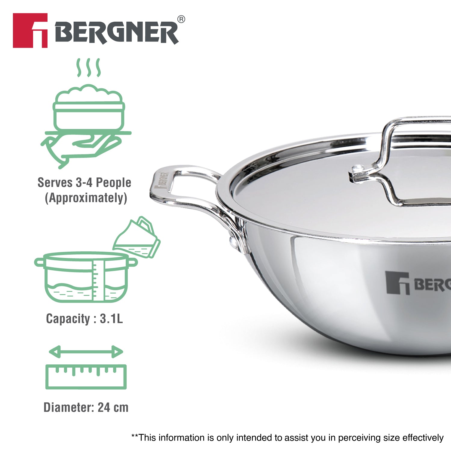 TriPro Tri-Ply Stainless Steel Kadai
