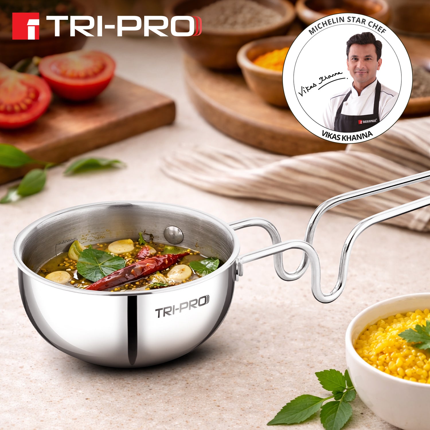 TriPro Triply Stainless Steel 12 cm (500ml) Tadka Pan