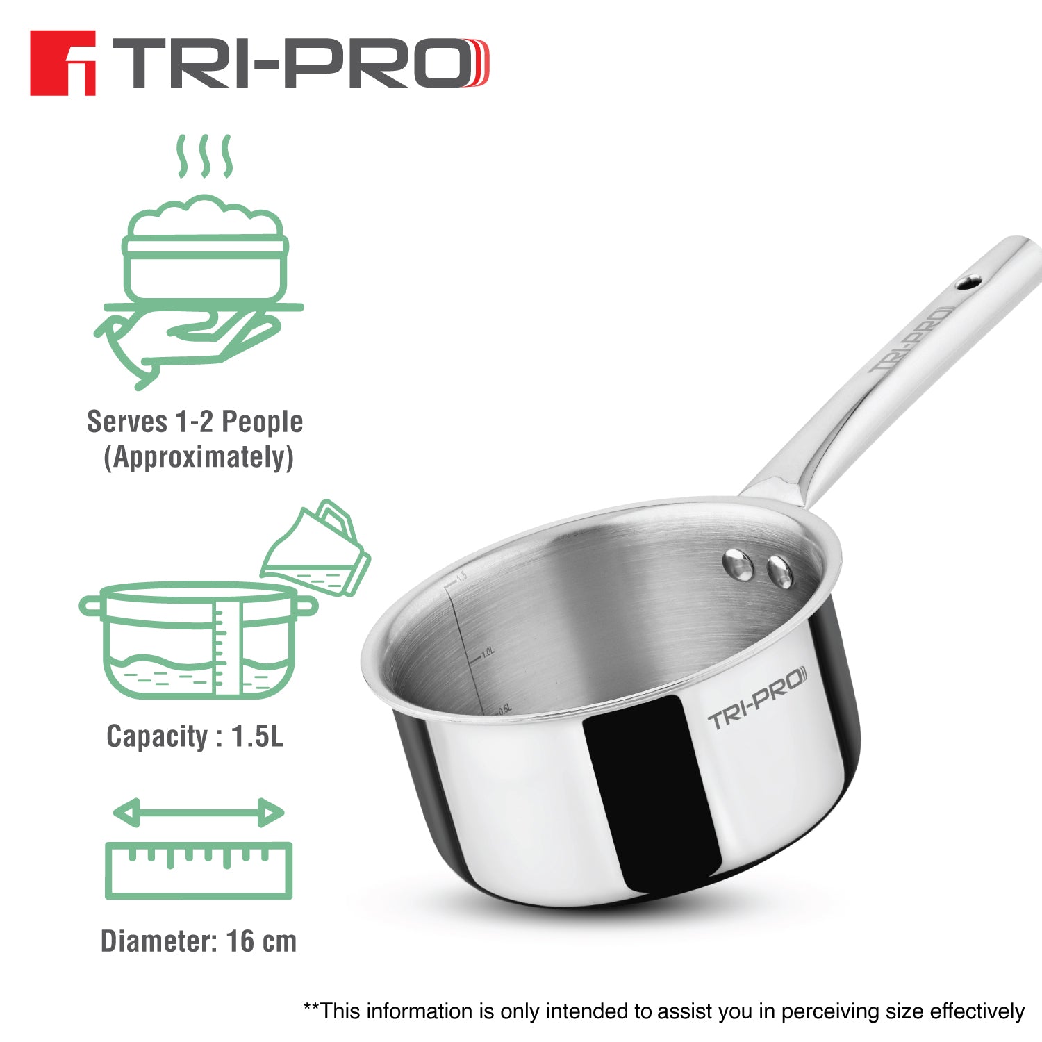 TriPro Tri-Ply Stainless Steel Saucepan