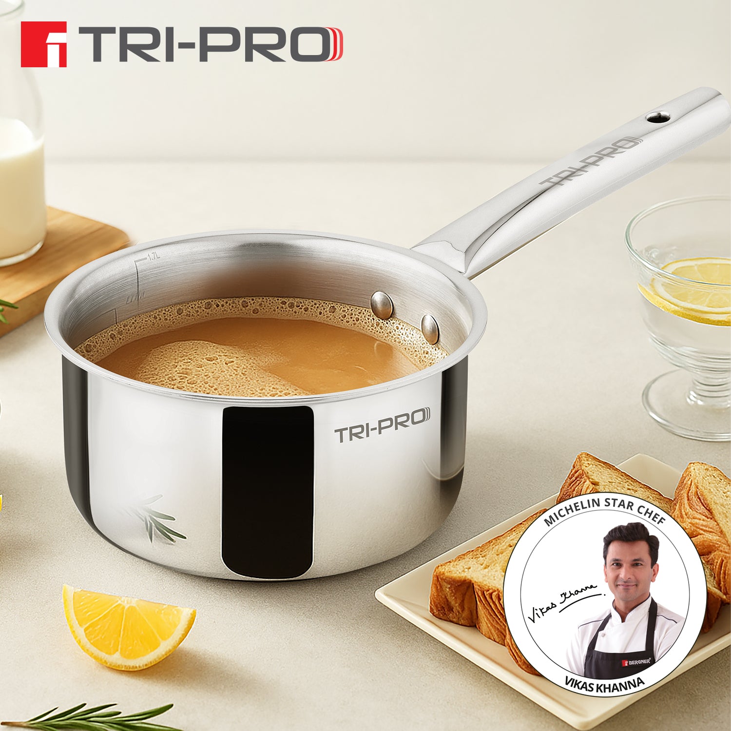 TriPro Tri-Ply Stainless Steel Saucepan
