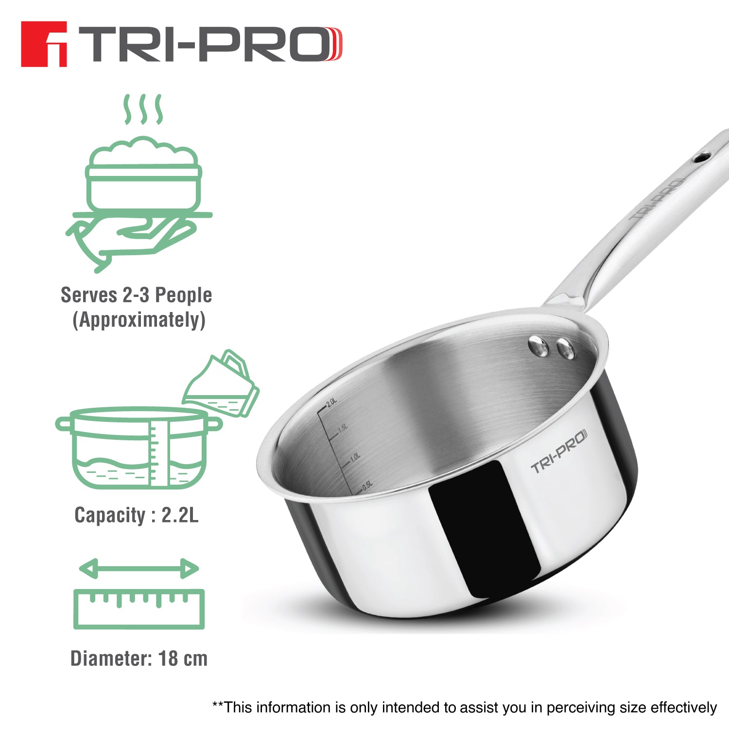 TriPro Tri-Ply Stainless Steel Saucepan