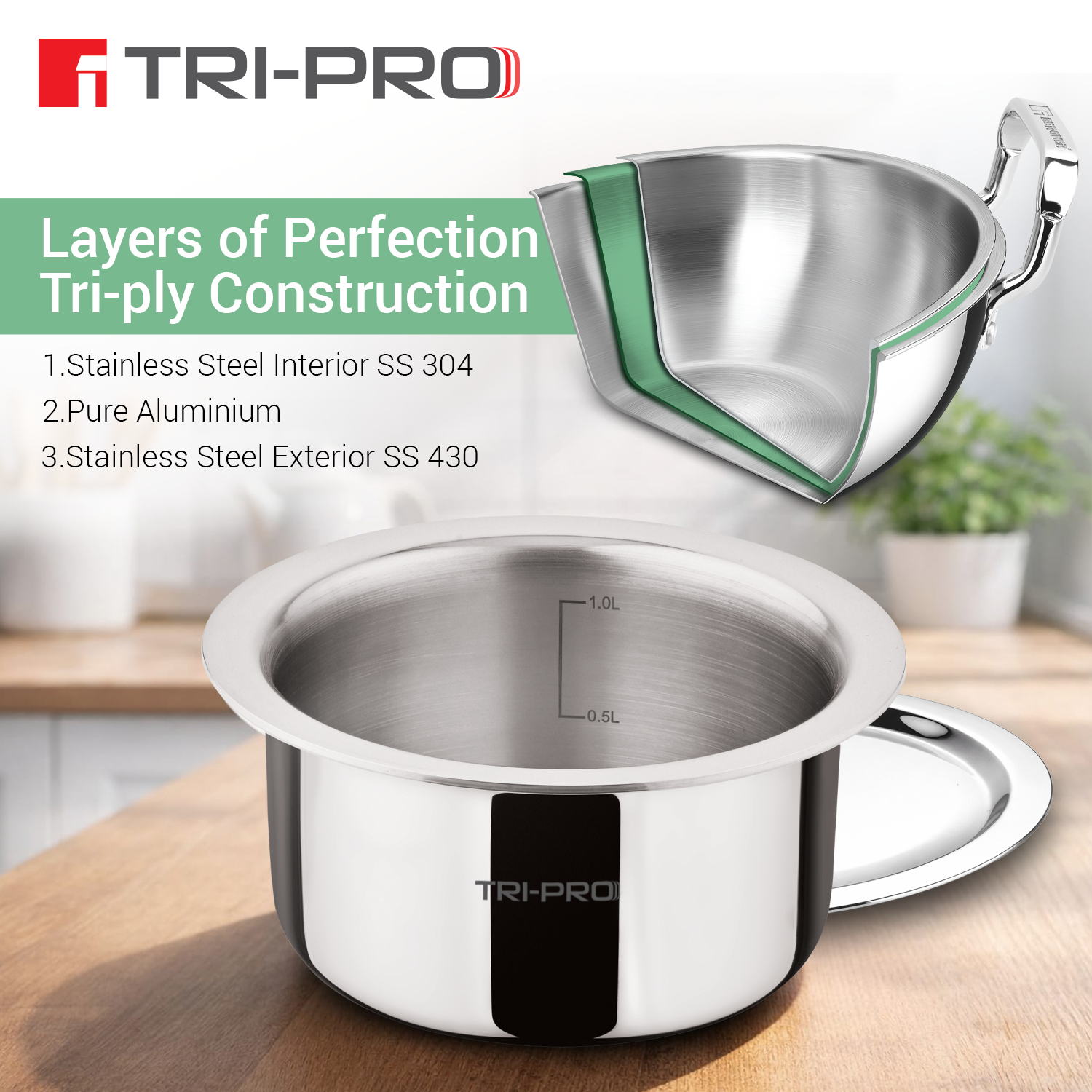 TriPro Tri-Ply Stainless Steel Tope