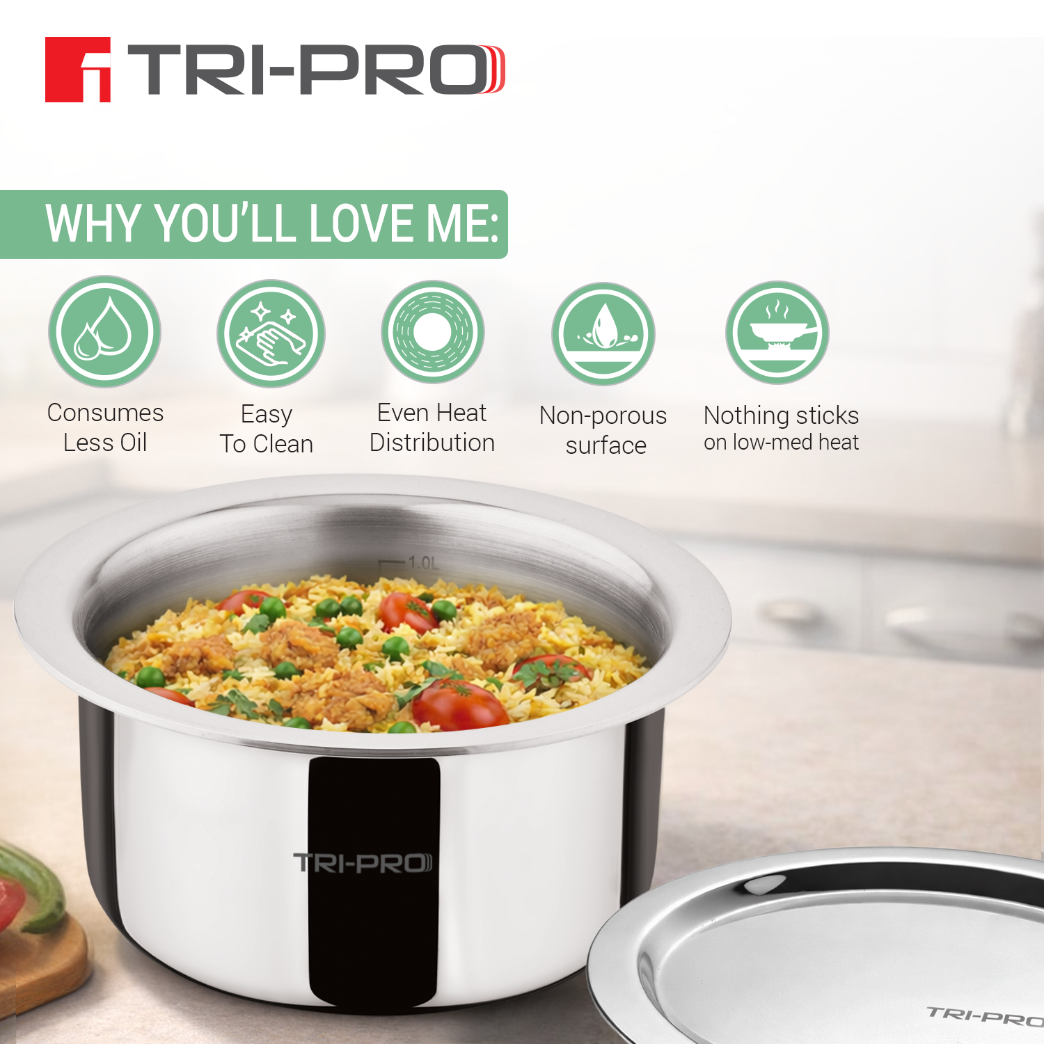 TriPro Tri-Ply Stainless Steel Tope