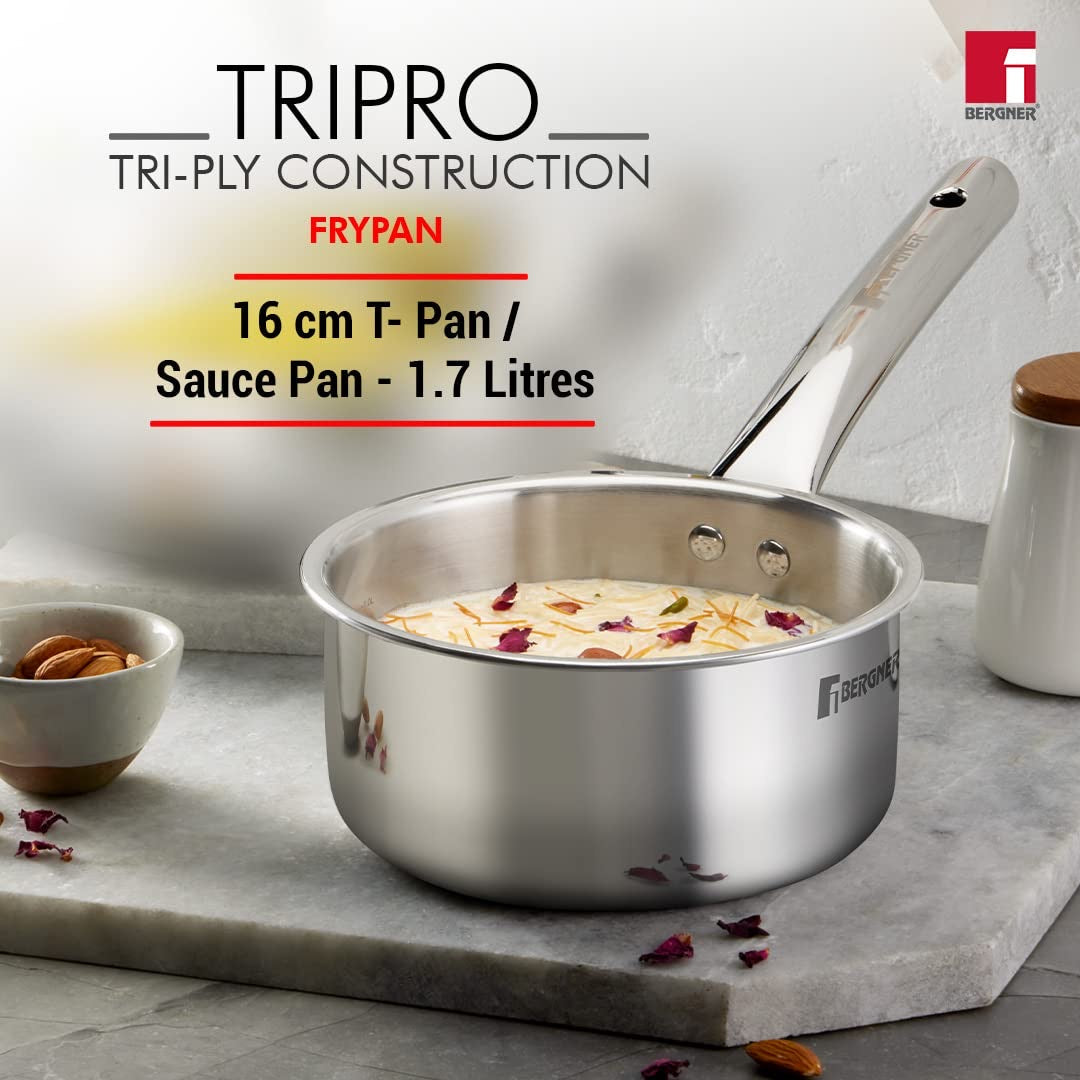 Bergner TriPro TriPly Stainless Steel 4 Pcs Cookware Set - Induction Bottom (5-Year Warranty)