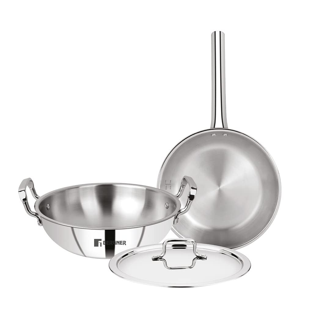 Bergner TriPro TriPly Stainless Steel 3 Pcs Cookware Set - Induction Bottom (5-Year Warranty)