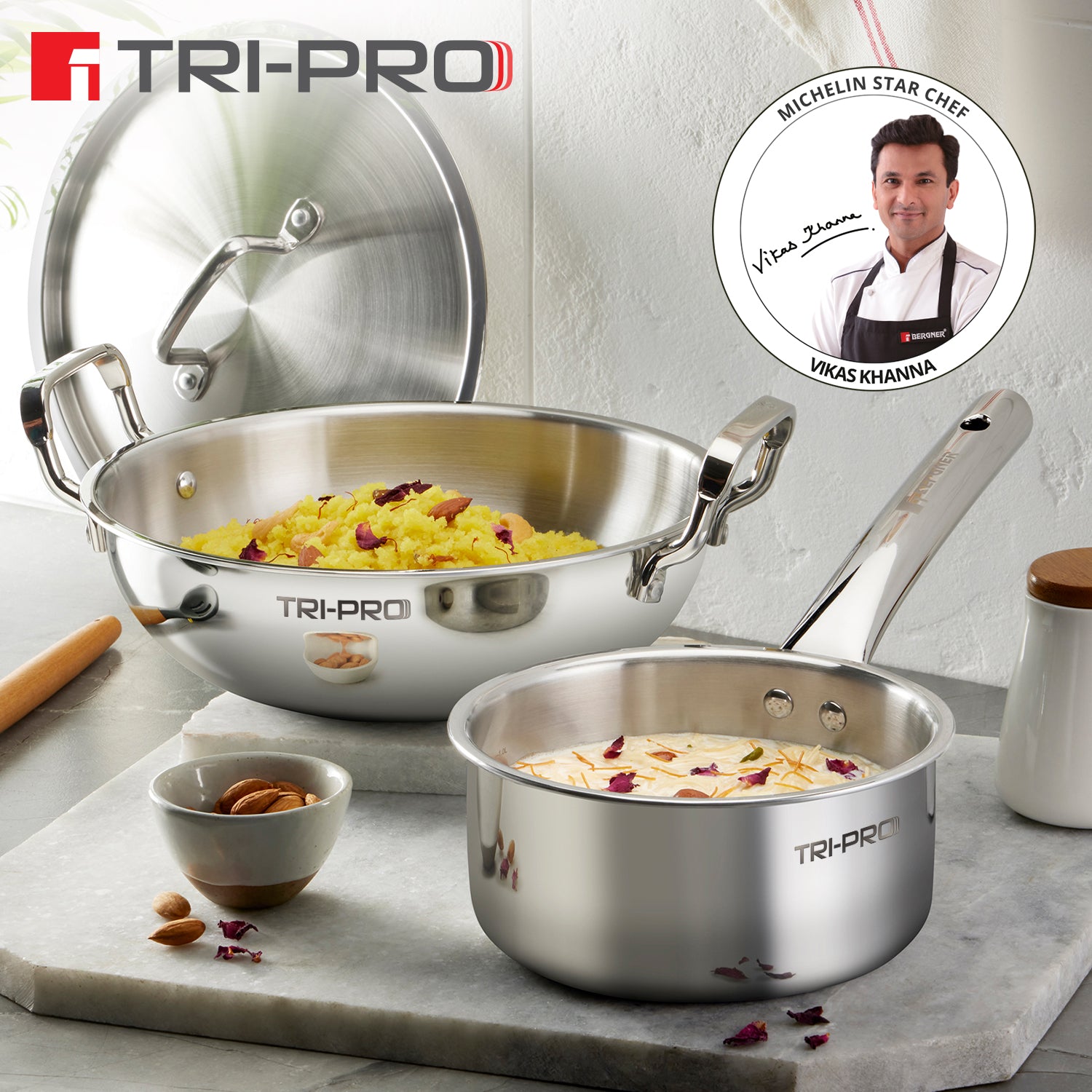 TriPro TriPly 3 Pcs Stainless Steel Cookware Set