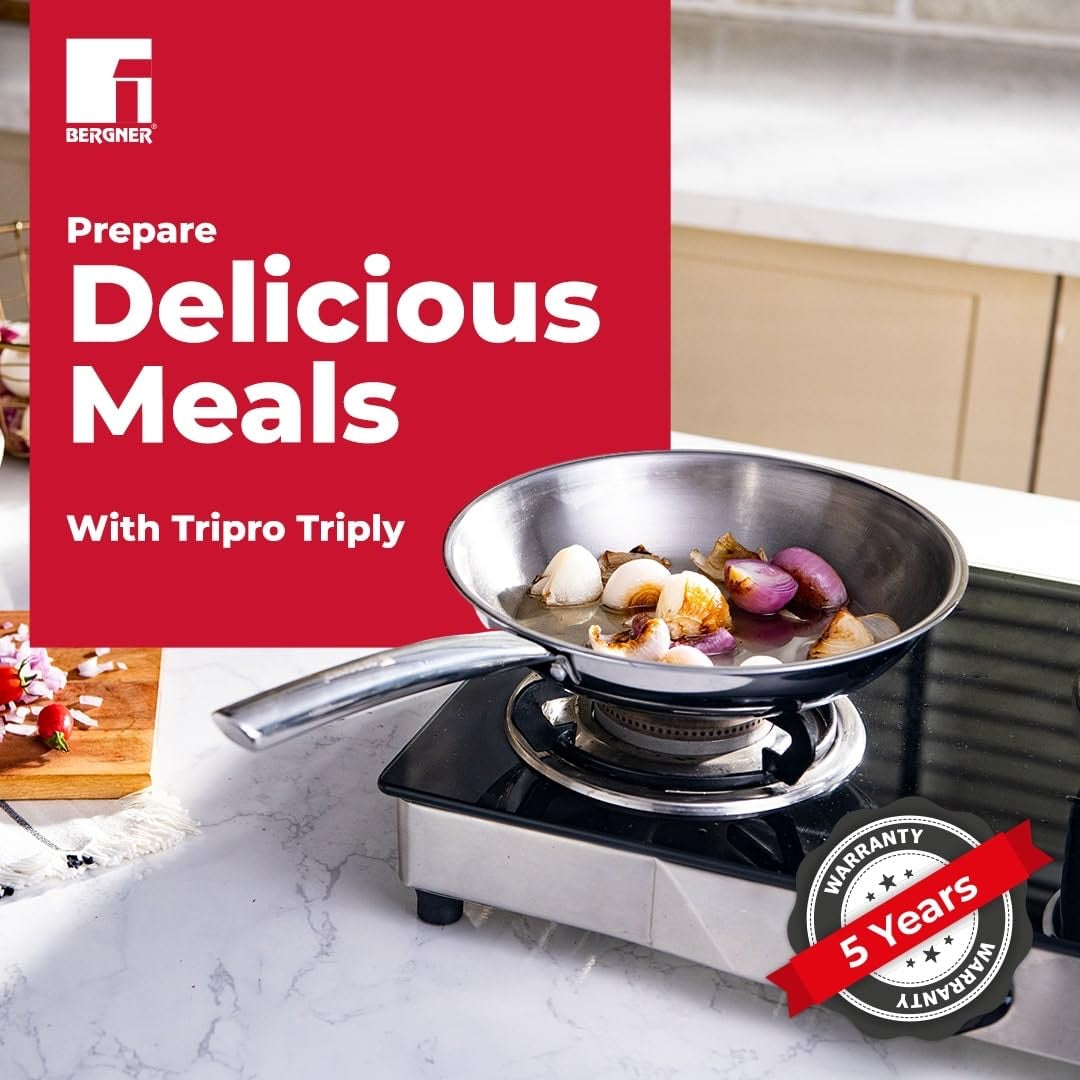 Bergner TriPro TriPly Stainless Steel Frypan - Induction Bottom (5-Year Warranty)