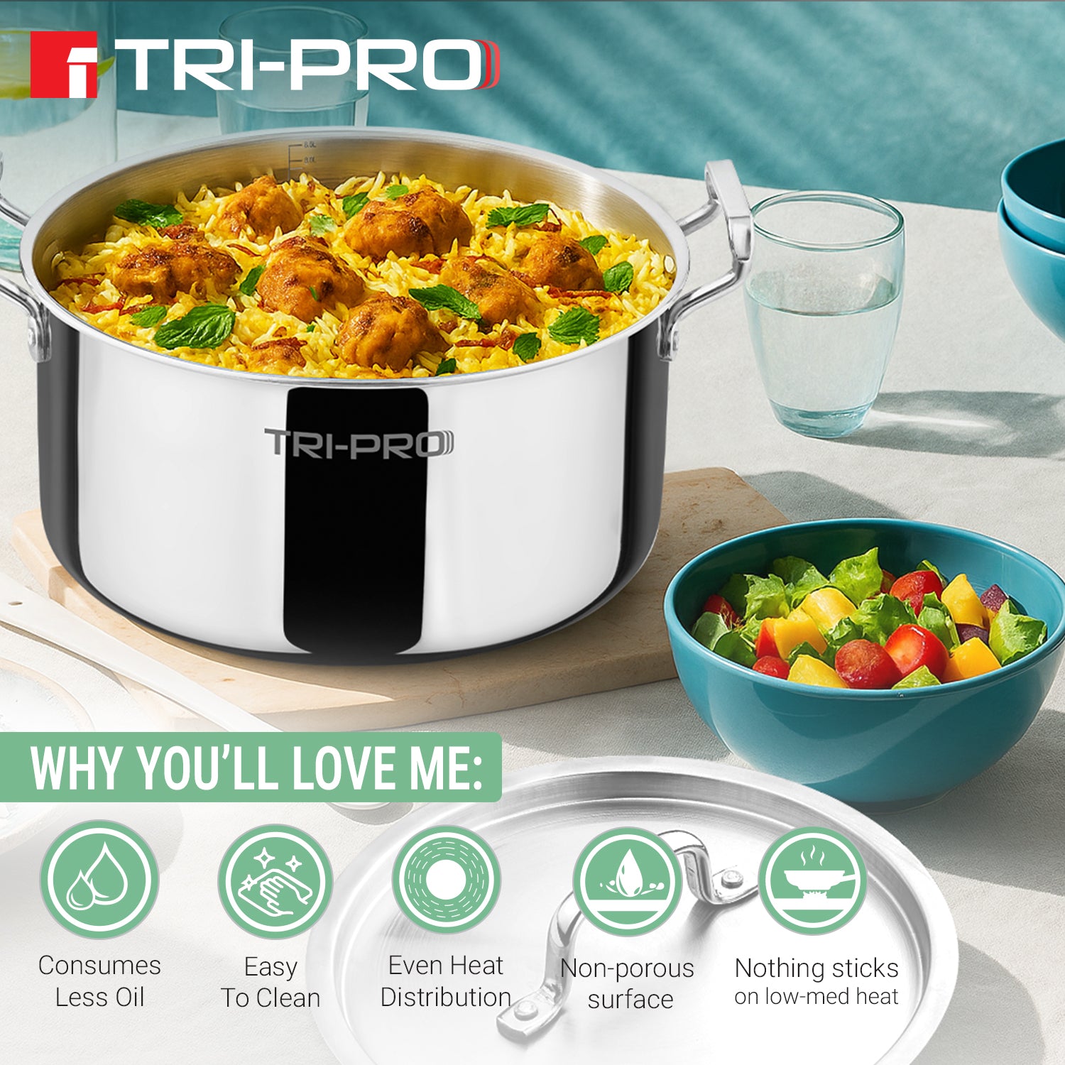 TriPro Tri-Ply Cook and Serve Casserole 22cm/4.25L
