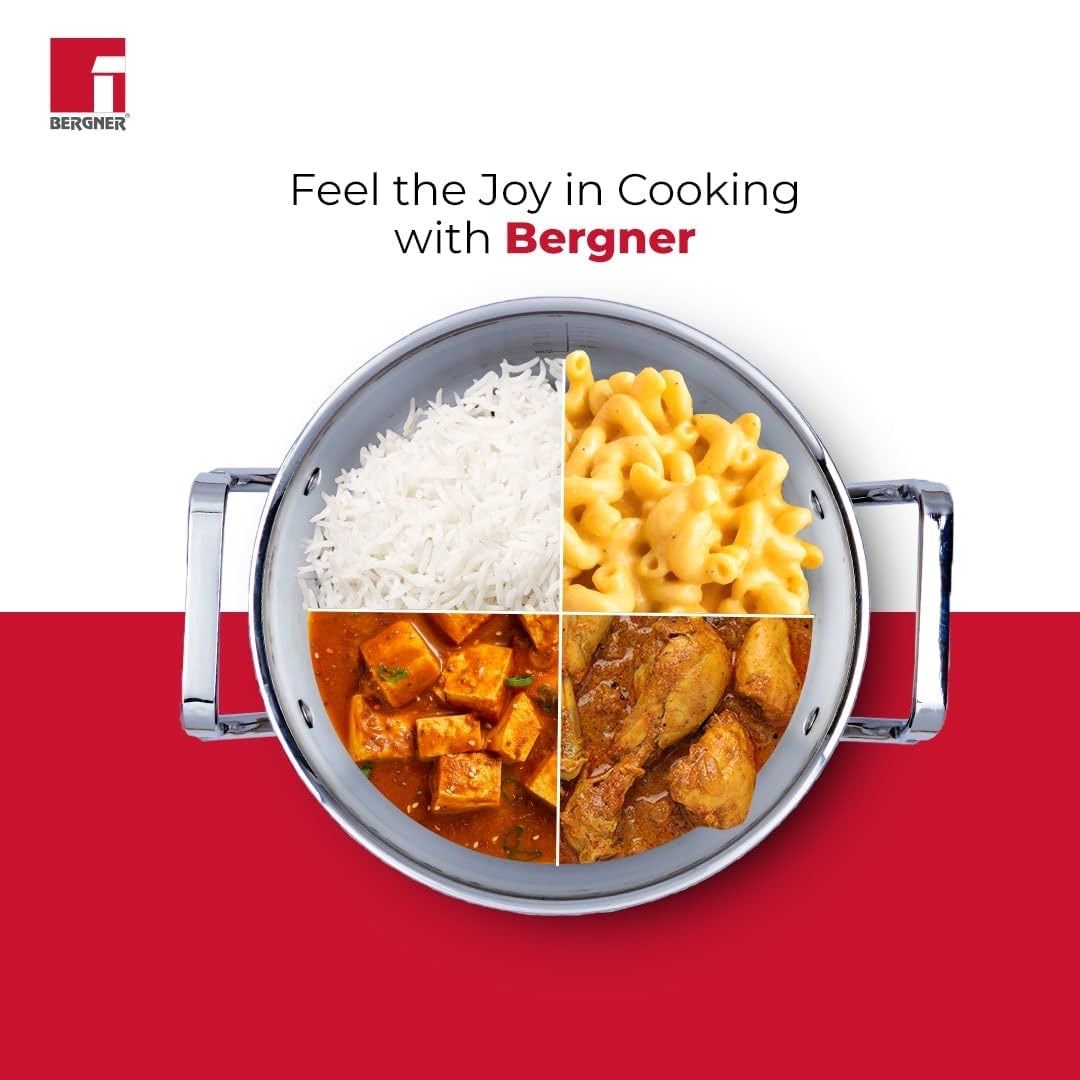 Bergner TriPro Tri-Ply Cook and Serve Casserole with Stainless Steel Lid - Induction Bottom (5-Year Warranty)