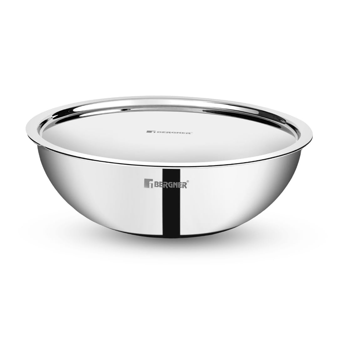 Bergner TriPro TriPly Stainless Steel Cook and Serve Tasla with Lid - Induction Bottom (5-Year Warranty)