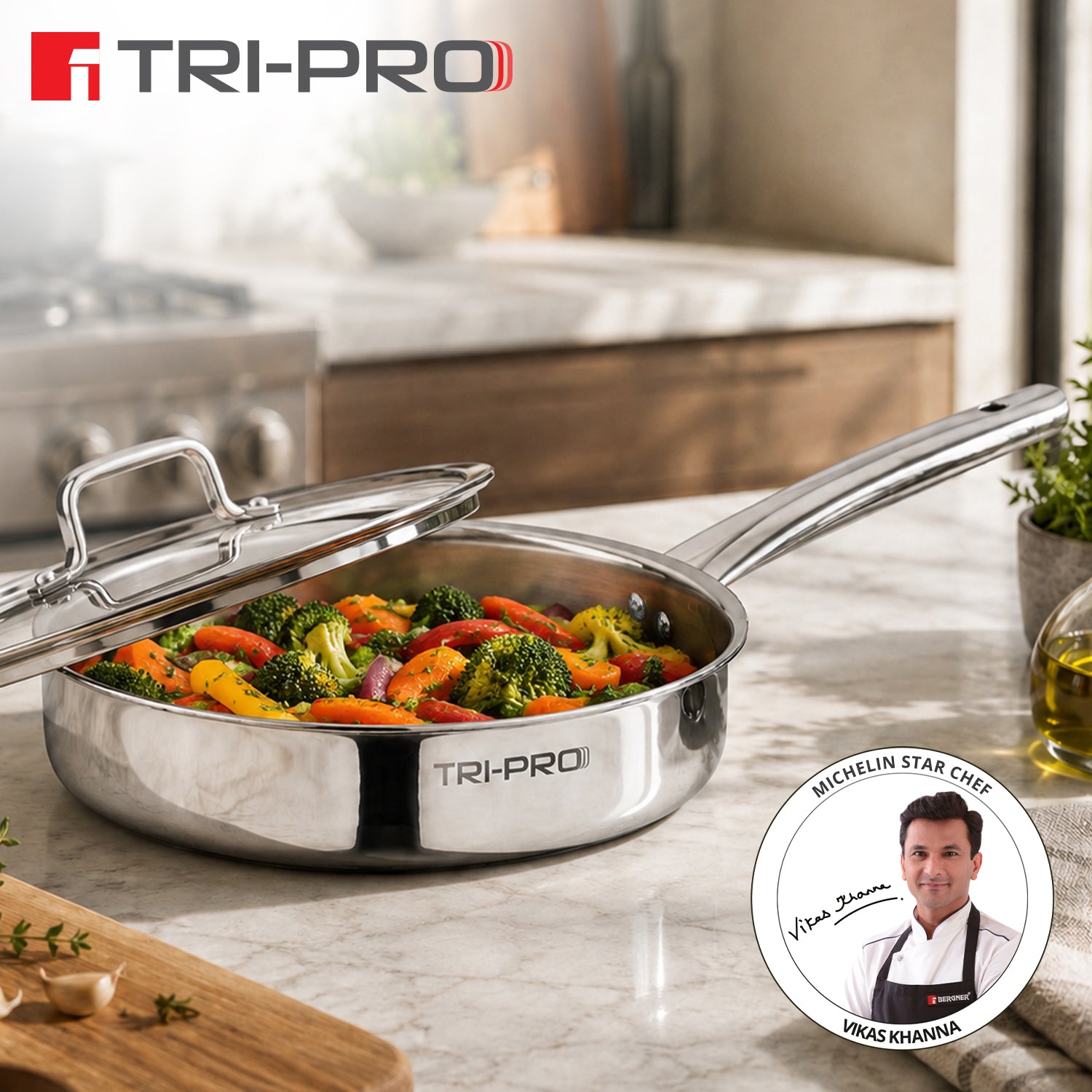 TriPro Tri-Ply Stainless Steel Sautepan/Deep Frypan