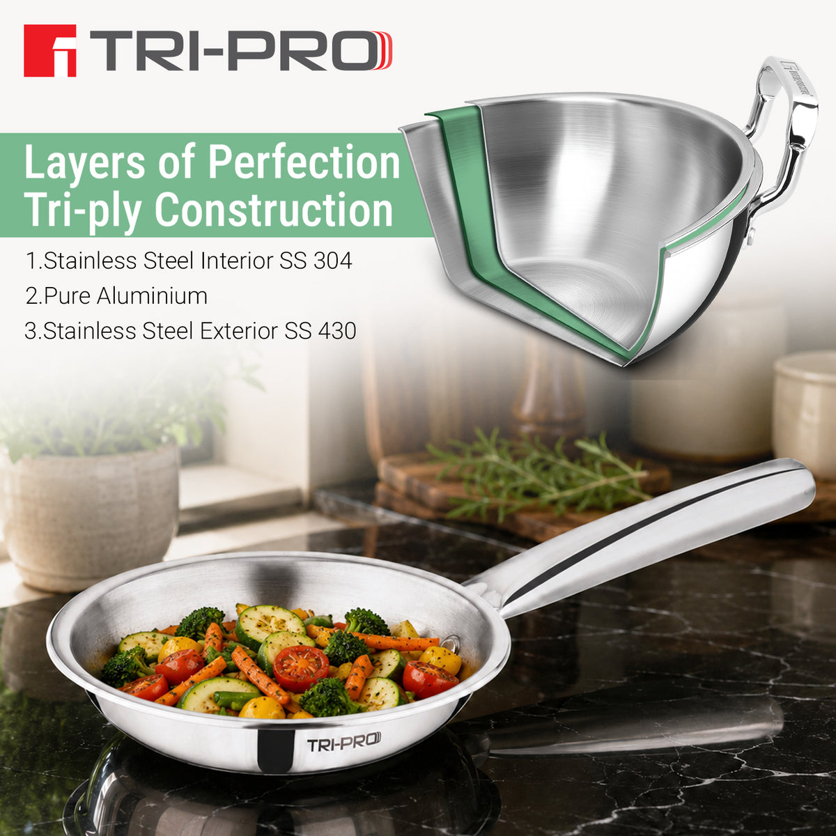 Tripro Mini Triply Frypan 16cm