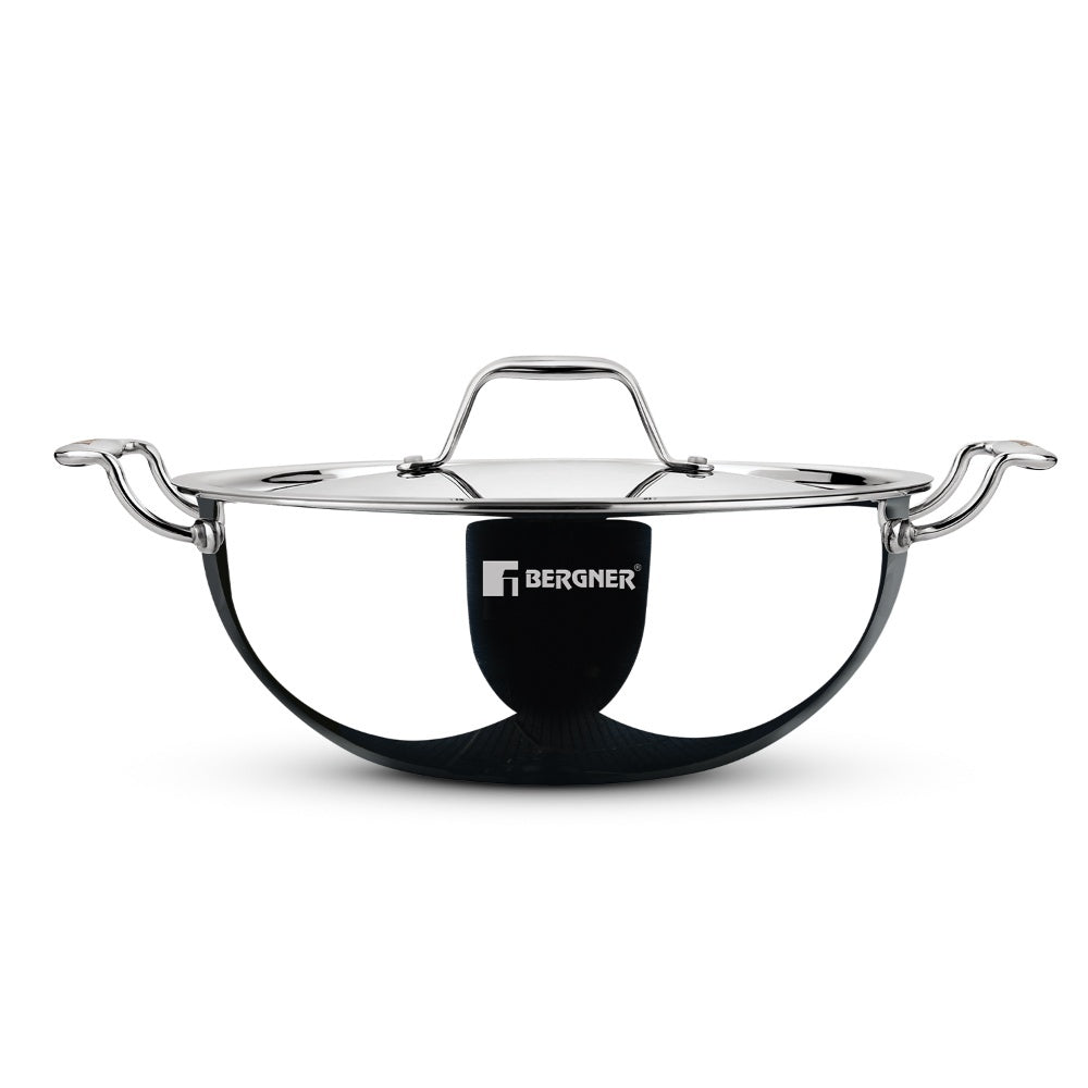 Argent Tri-Ply Stainless Steel Deep Kadai - Induction Bottom