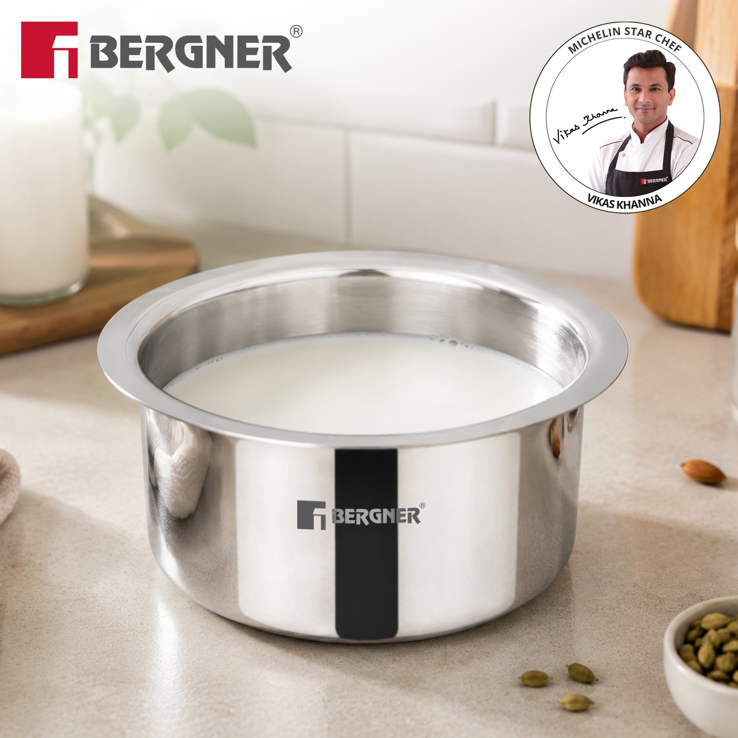 Argent Triply 12cm (800ml) Tope with Stainless Steel Lid