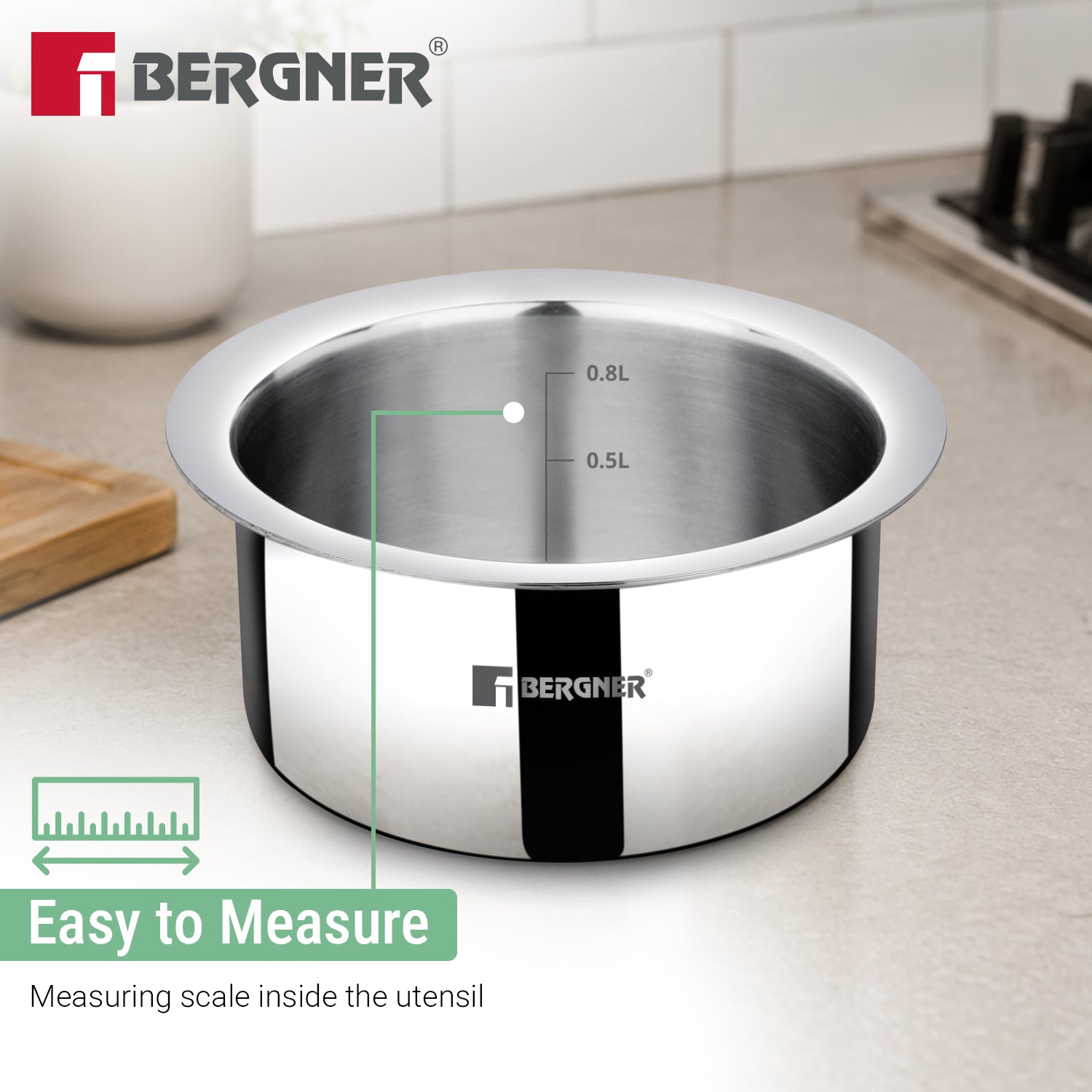 Argent Triply 12cm (800ml) Tope with Stainless Steel Lid
