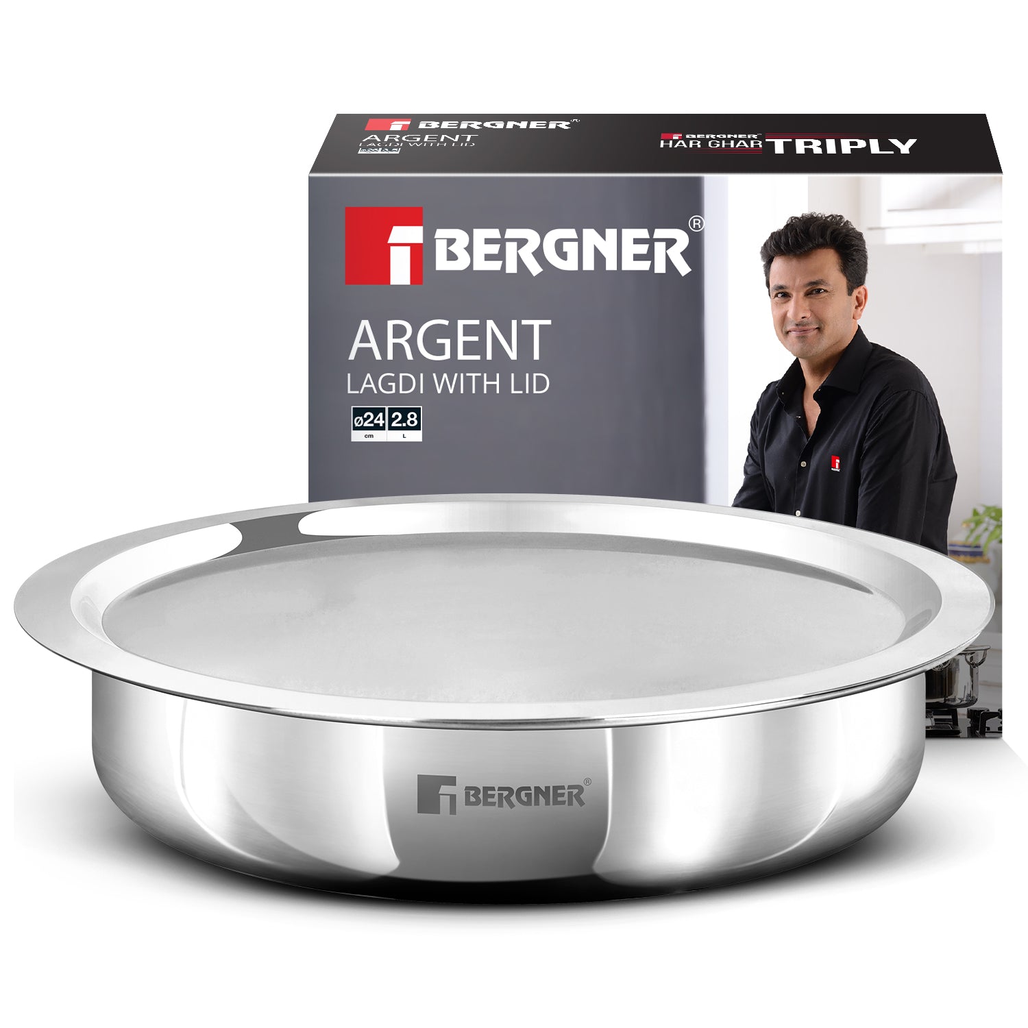 Argent Tri-Ply Stainless Steel 24cm (2.8 L) Lagdi