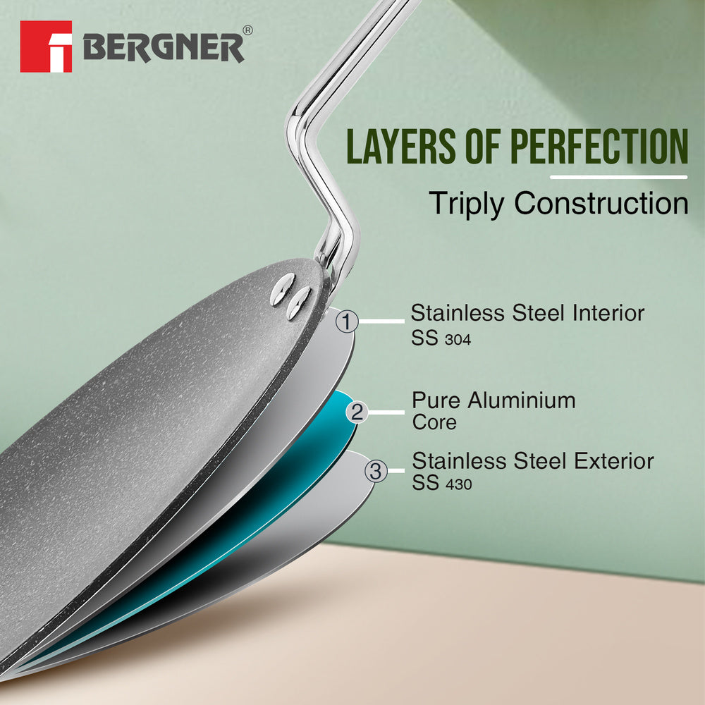 Argent Samsara Tri-Ply Stainless Steel Roti Tawa - Induction Compatible