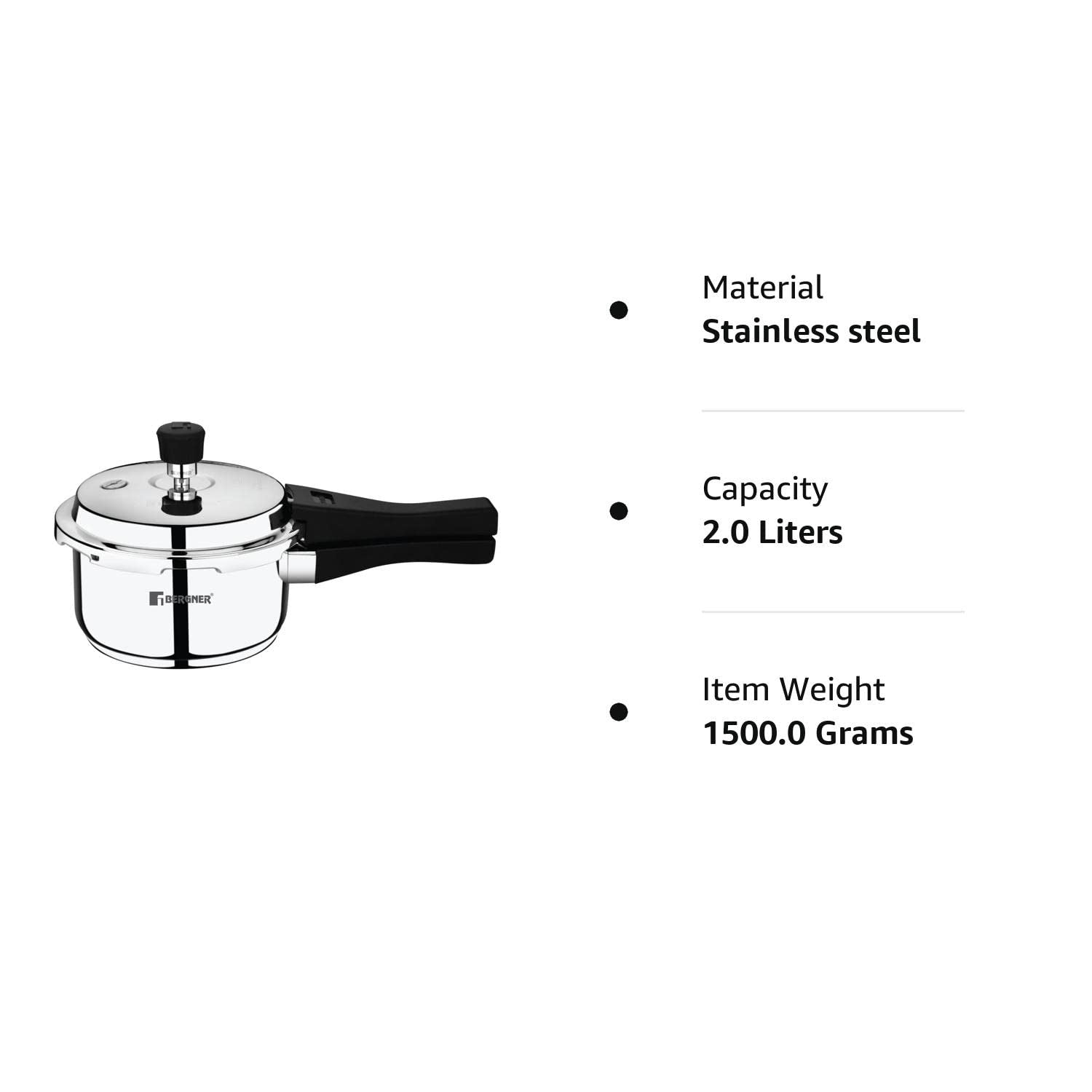 Bergner Sorrento Stainless Steel Outer Lid Pressure Cooker, Triply Induction Bottom (5-Year Warranty)