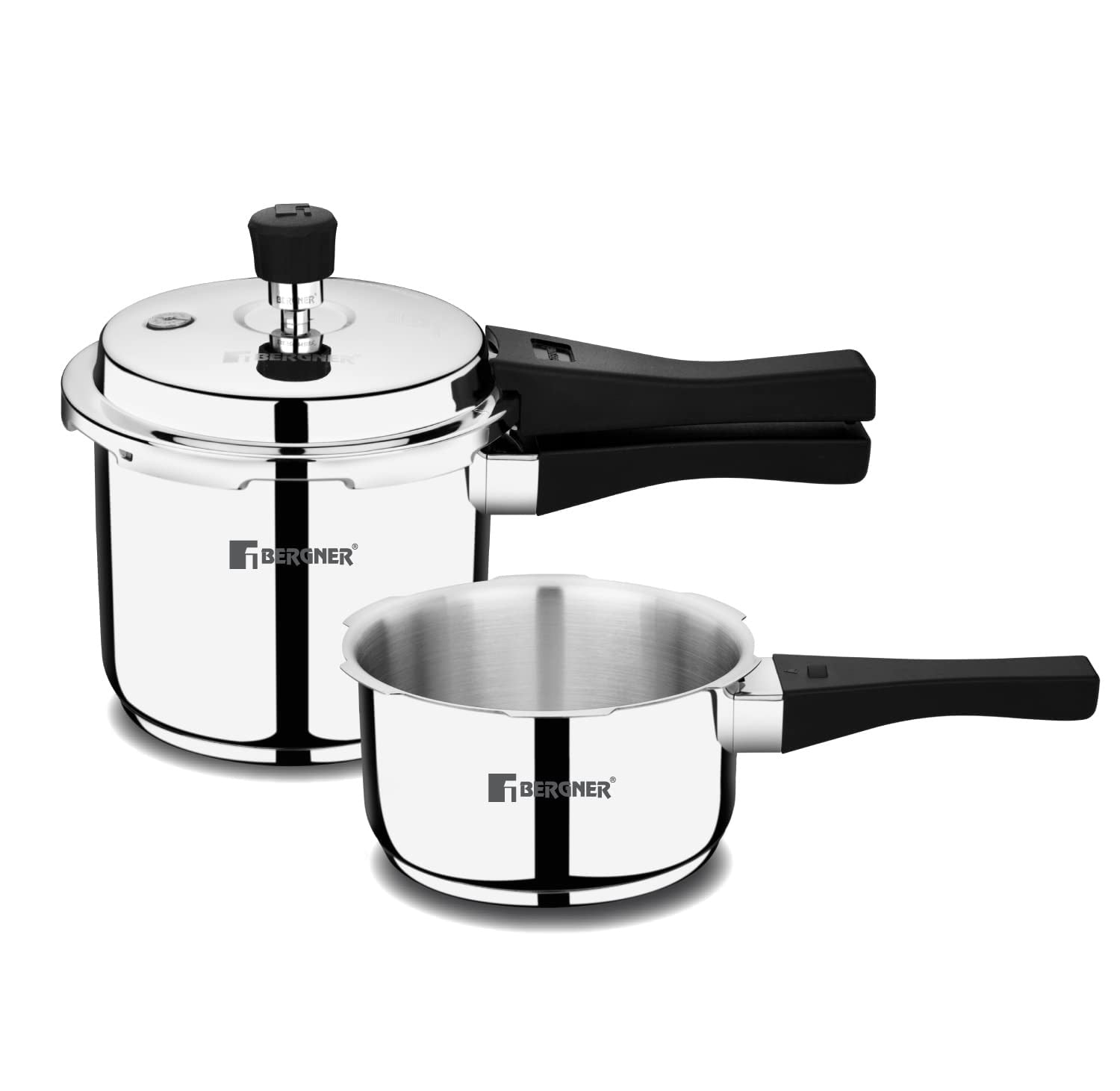 Bergner Sorrento Stainless Steel Outer Lid Pressure Cooker Combo, Triply Induction Bottom (5-Year Warranty)