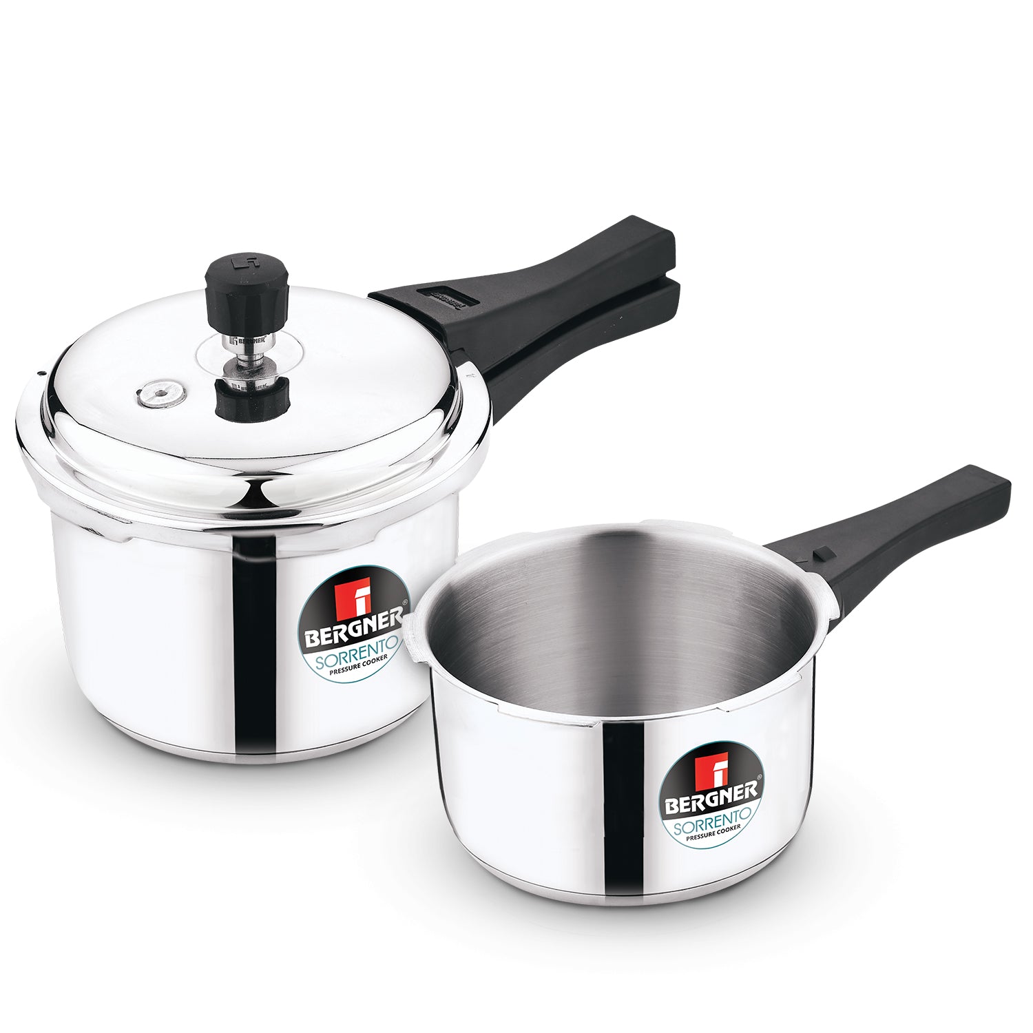 Sorrento Stainless Steel Outer Lid Pressure Cooker Combo of 2 L & 3 L with a Common Lid