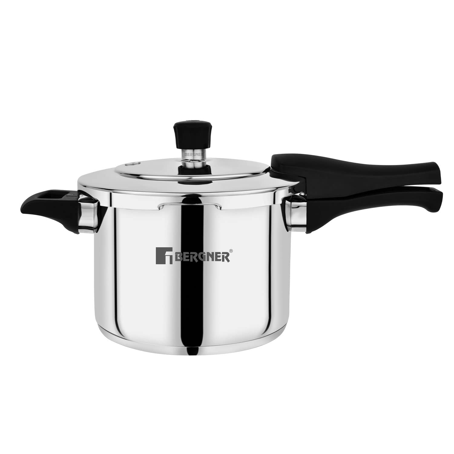 Bergner Pura Stainless Steel Outer Lid Pressure Cooker, Triply Induction Bottom (5-Year Warranty)