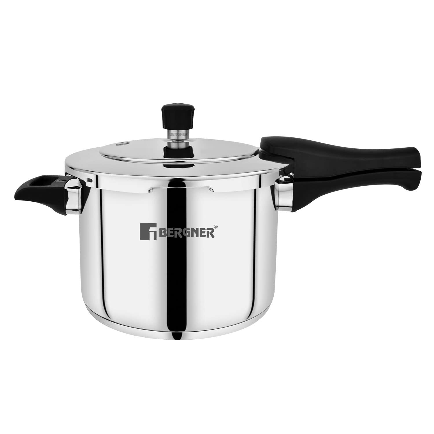 Bergner Pura Stainless Steel Outer Lid Pressure Cooker, Triply Induction Bottom (5-Year Warranty)