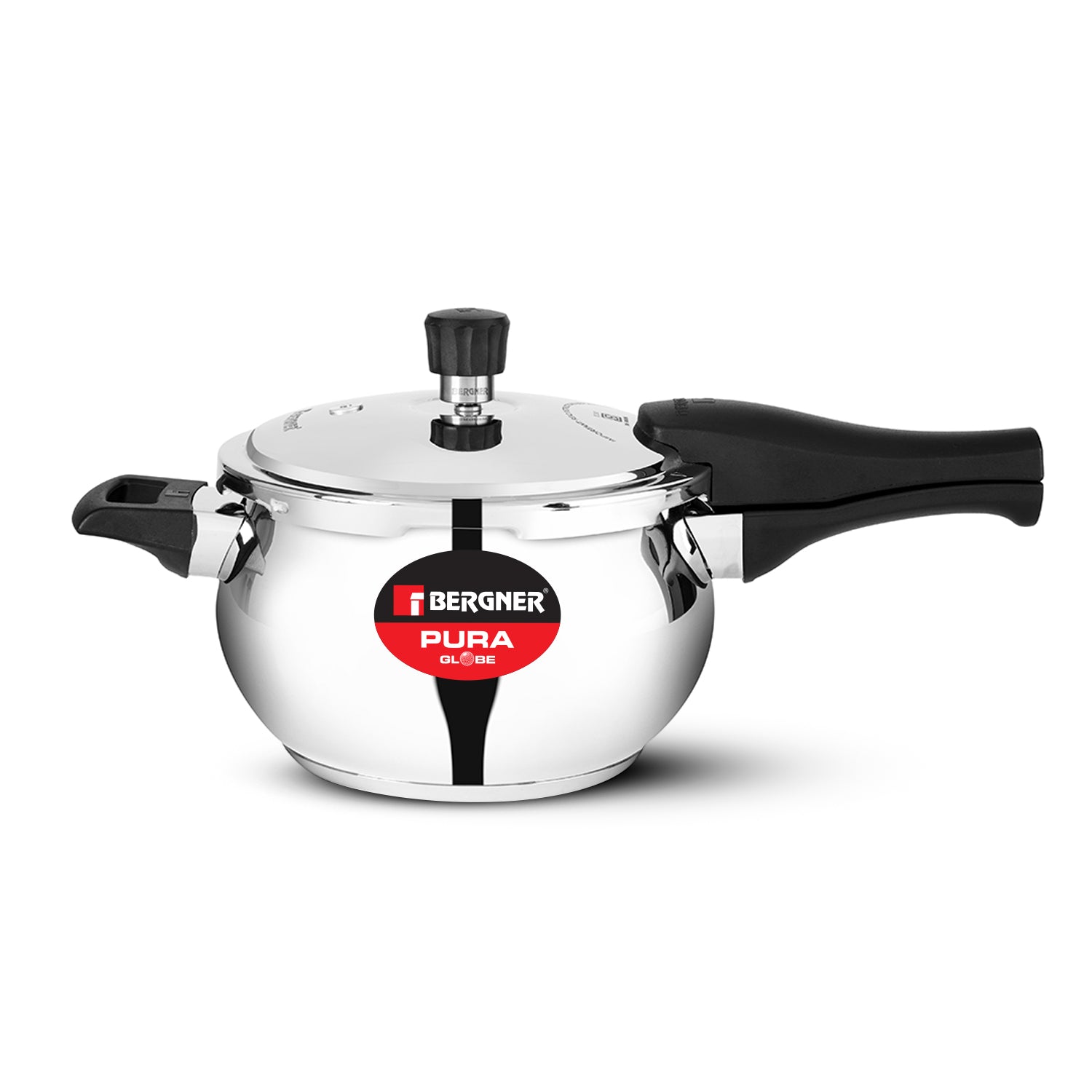 Bergner Pura Stainless Steel Belly Shape Outer Lid Pressure Cooker, Tri-Ply Induction Bottom (5-Year Warranty)