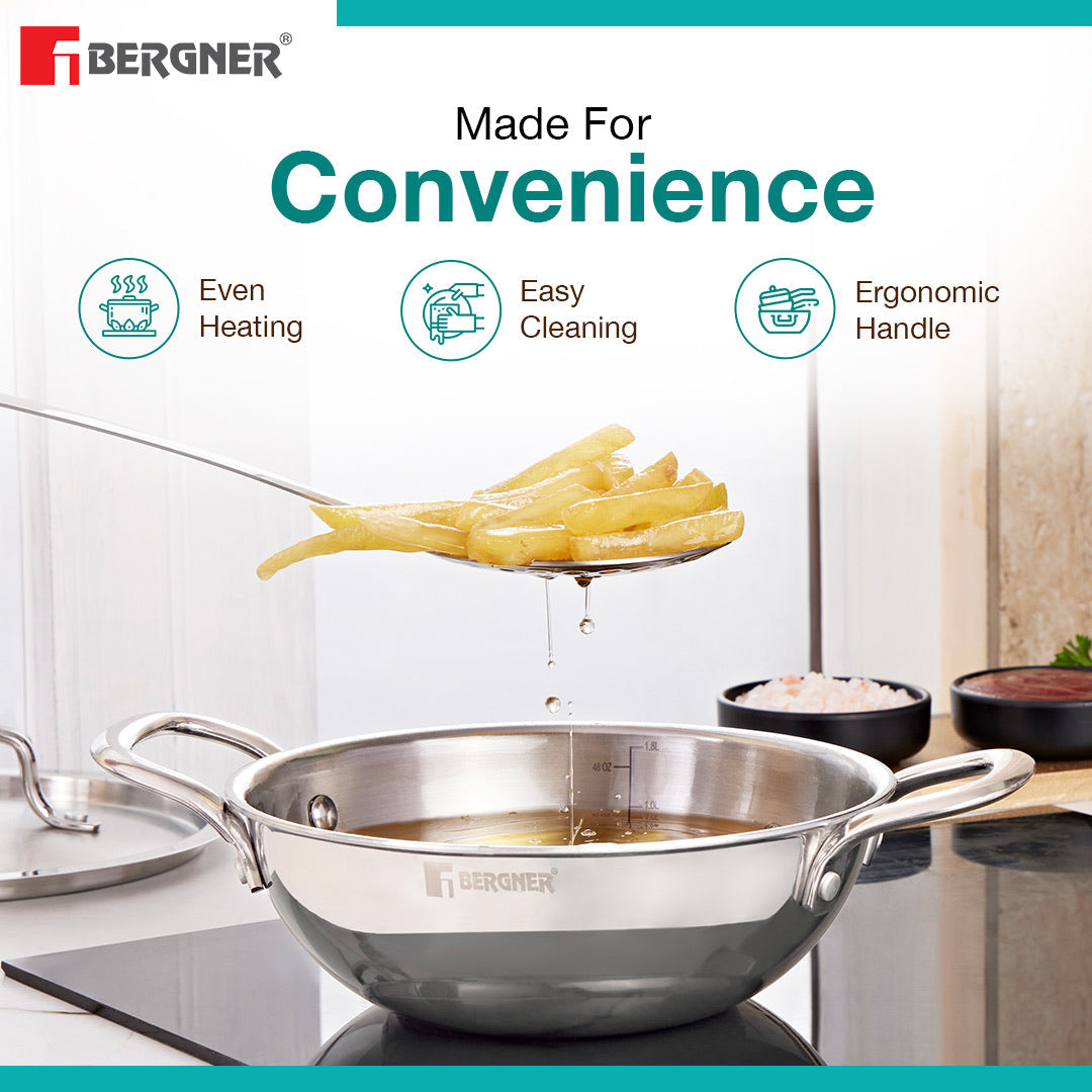 Bergner TriPro TriPly Stainless Steel 7 Pcs Cookware Set of - Induction Bottom (5-Year Warranty)