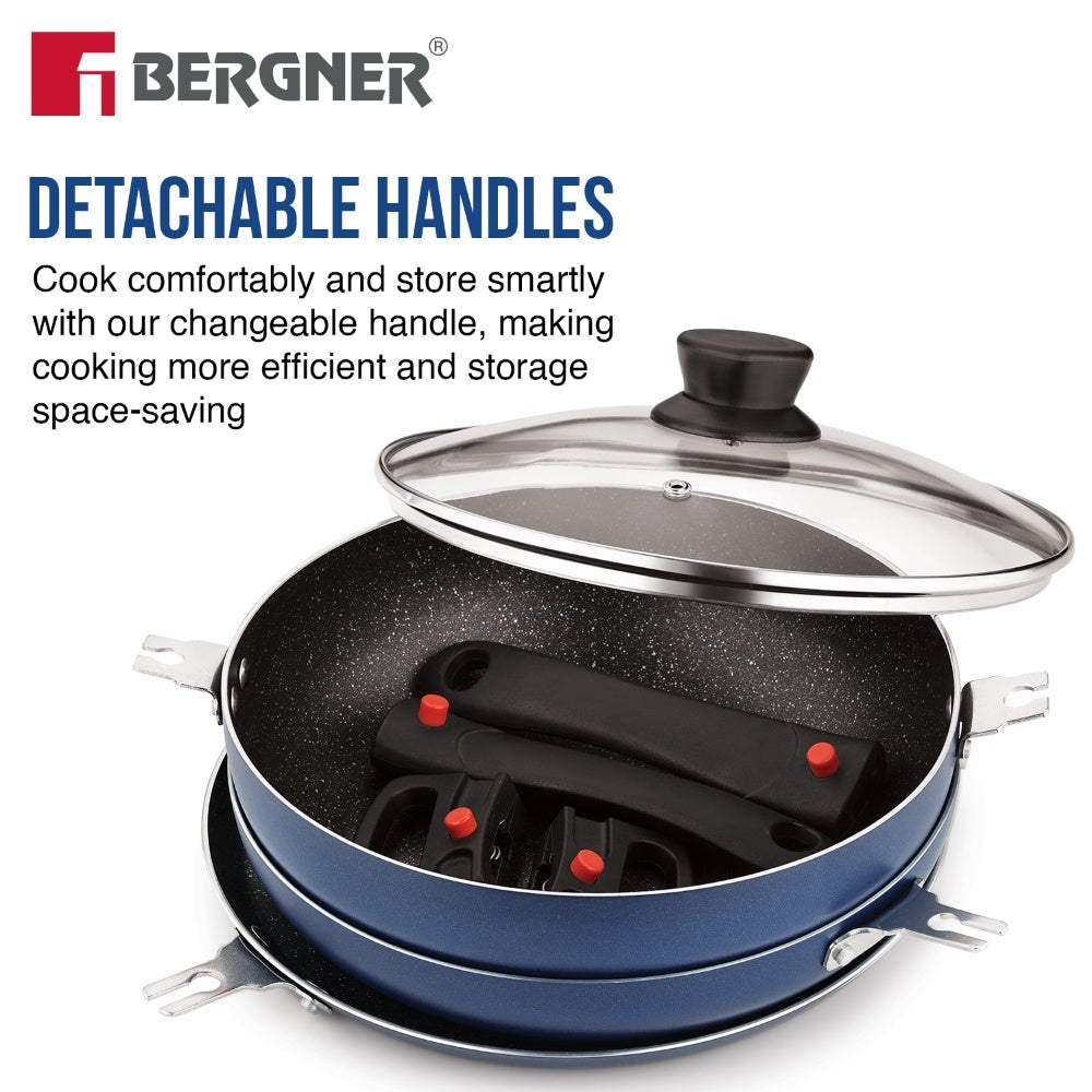 Bergner Sherry Plus 5-Layer Non-Stick 6 Pcs Induction Cookware Set (Navy Blue)
