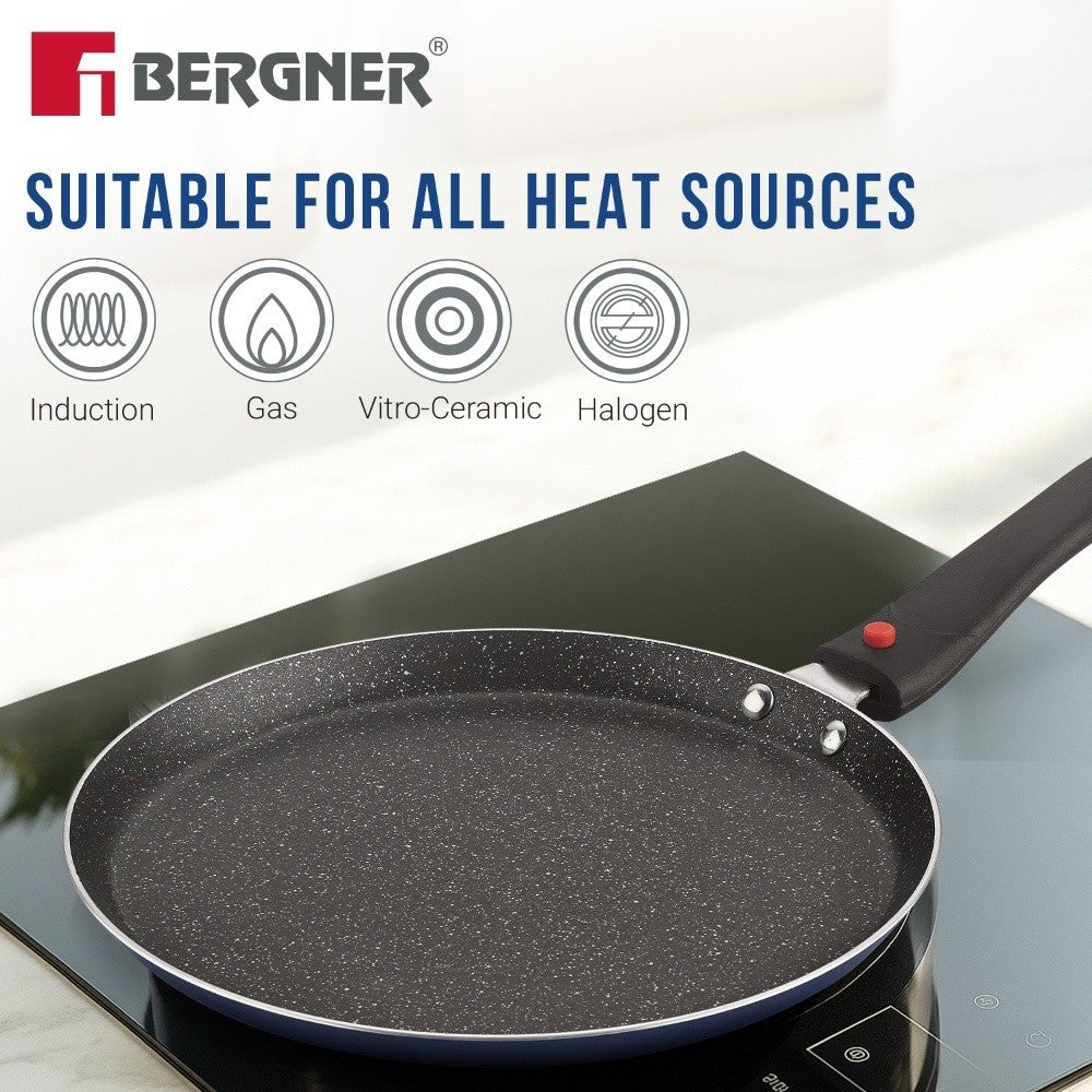 Bergner Sherry Plus 5-Layer Non-Stick 6 Pcs Induction Cookware Set (Navy Blue)